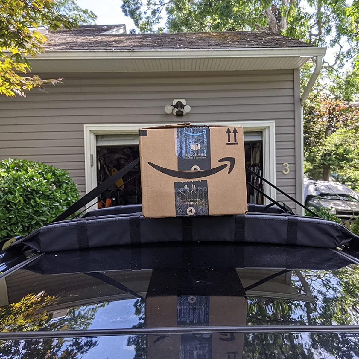 Kayak Roof Rack Pads Universal Car Soft Roof Rack for Canoe/Surfboard/Paddle Board/SUP/Snow Board with Adjustable & Steady Tie-Down Straps and Storage Bag (Dark Black)