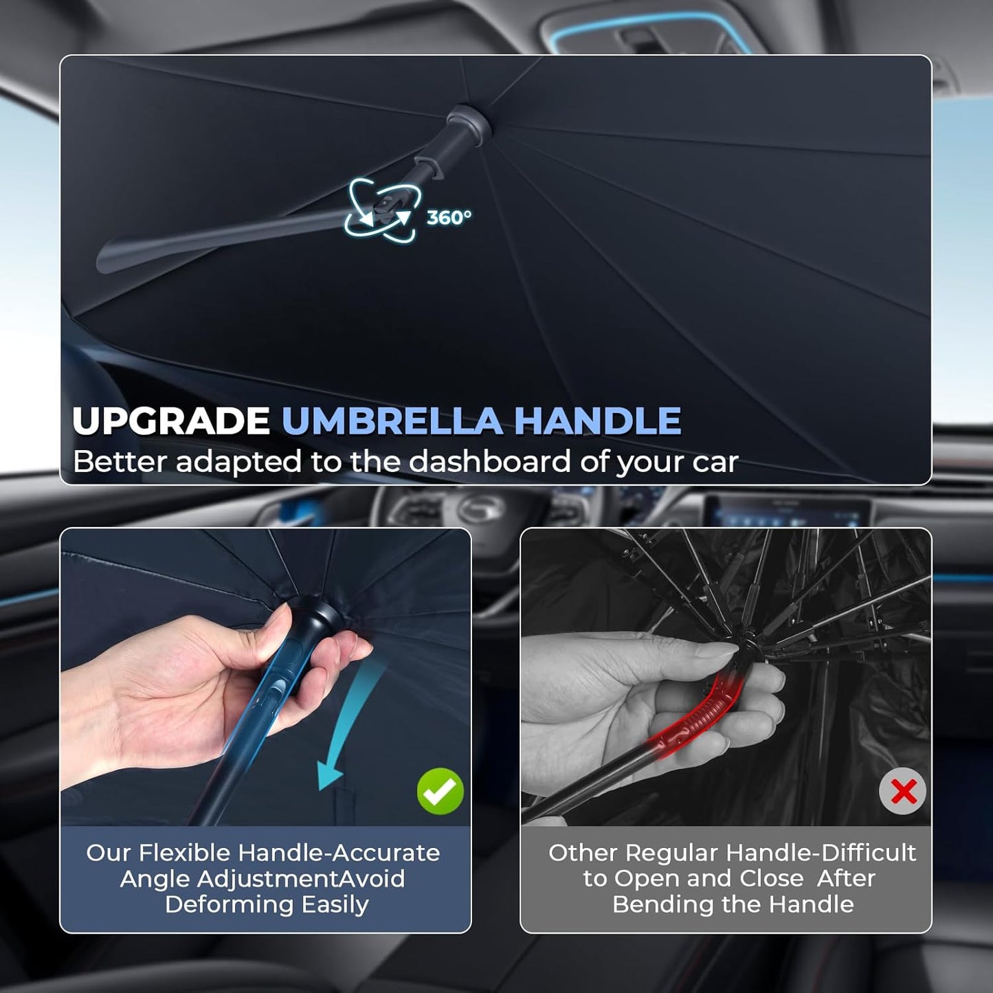 Windshield Sun Shade Umbrella for 2021-2025 Hyundai Elantra Accessories: Custom Fit 210T Silver, Foldable Front Window Sunshade, Blocks UV Rays, Keeps Car Cool for SE, SEL, N Line, Limited, N