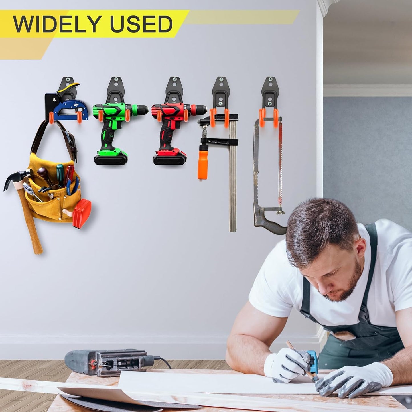 2 Pack Heavy Duty Garage Hooks Storage Organizer Wall Mount Power and Garden Tool Hangers, for Hanging Ladders, Ropes, Hose, Bulk Items