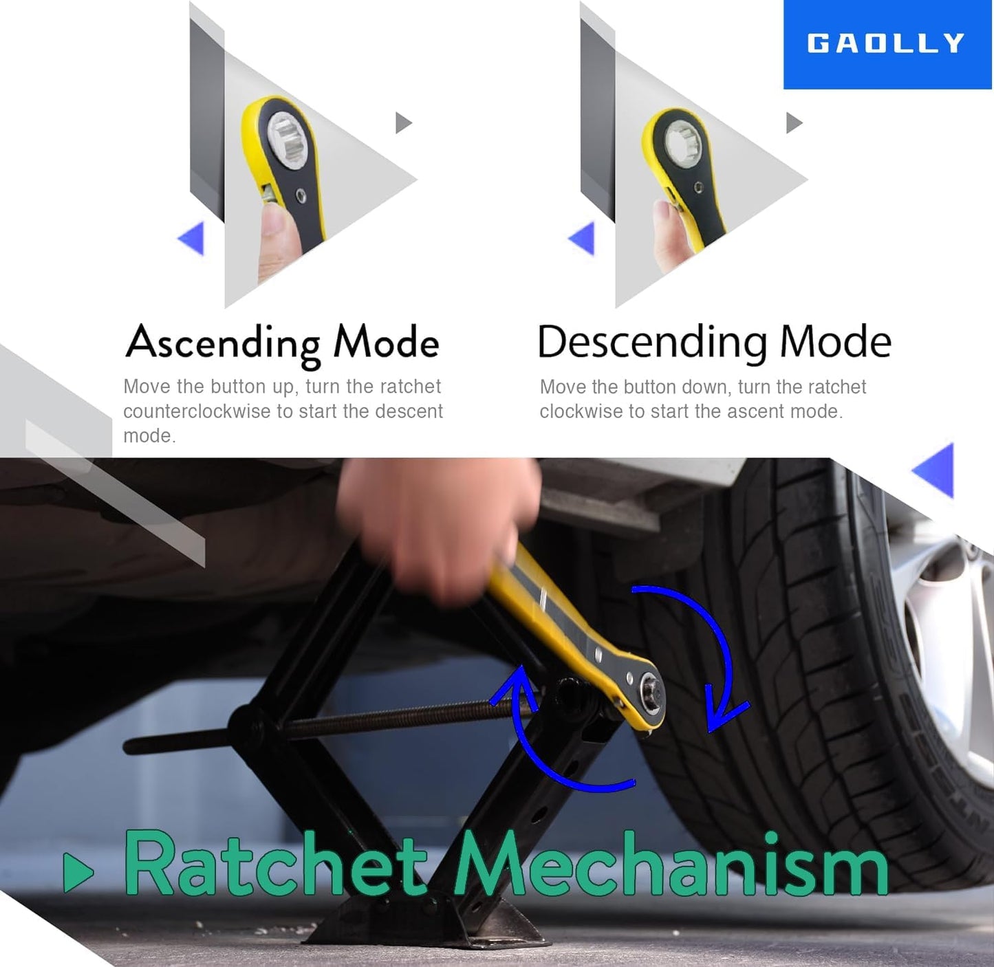 Scissor Jack - 2 Ton (4409 lbs) Car Emergency Kit with Lug Wrench, Tire Changing Kit for Sedan, Coupe, SUV, MPV