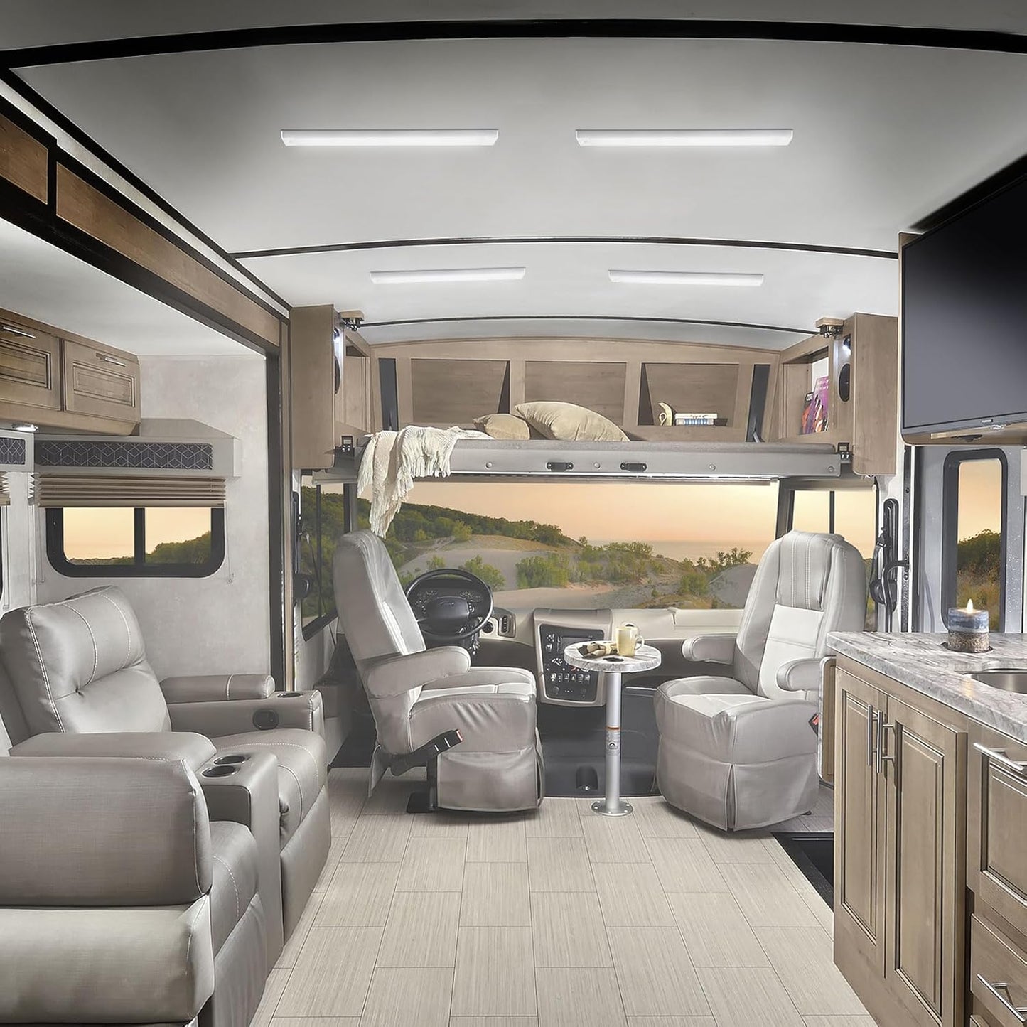 Linkstyle 4PCS 12V Interior LED Light Bar, 108 LEDs Light Strip Lights with Switch for Car Truck Camper Van RV, White