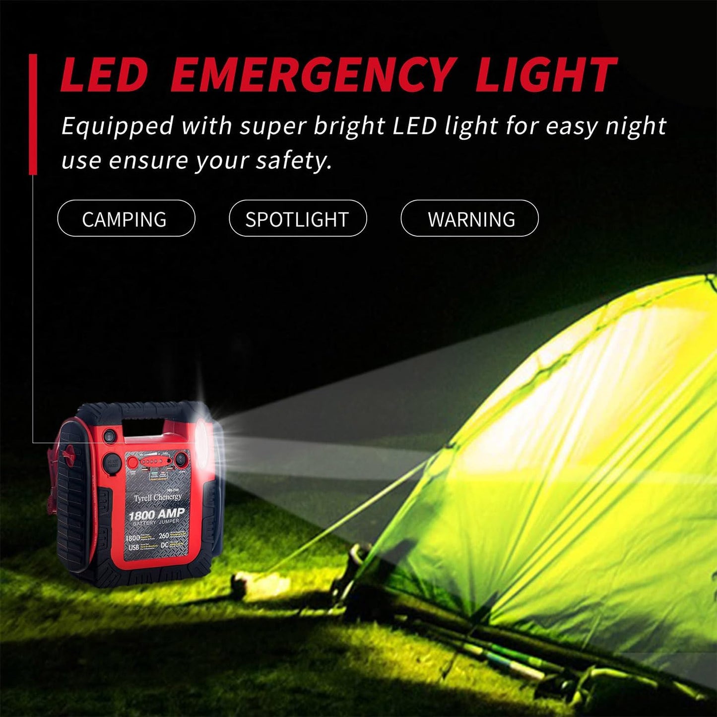 New Upgrade 1800A Car Battery Jump Starter with Air Compressor, 20000mAh 12V Auto Lead-Acid Battery Booste, 260PSI Tire Inflator (Up to 8.0L Gas/Diesel) with LED Light & USB