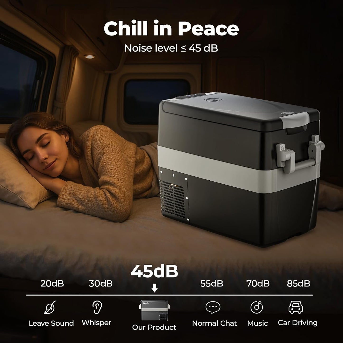 BougeRV 12V Portable Refrigerator Fridge Freezer Portable Car Fridge 53 Quart Electric Cooler12V/24V DC 110~240 V AC for RV Truck Jeep Pickup SUV Van Boat Camping Tailgating Road Trip Outdoor Travel