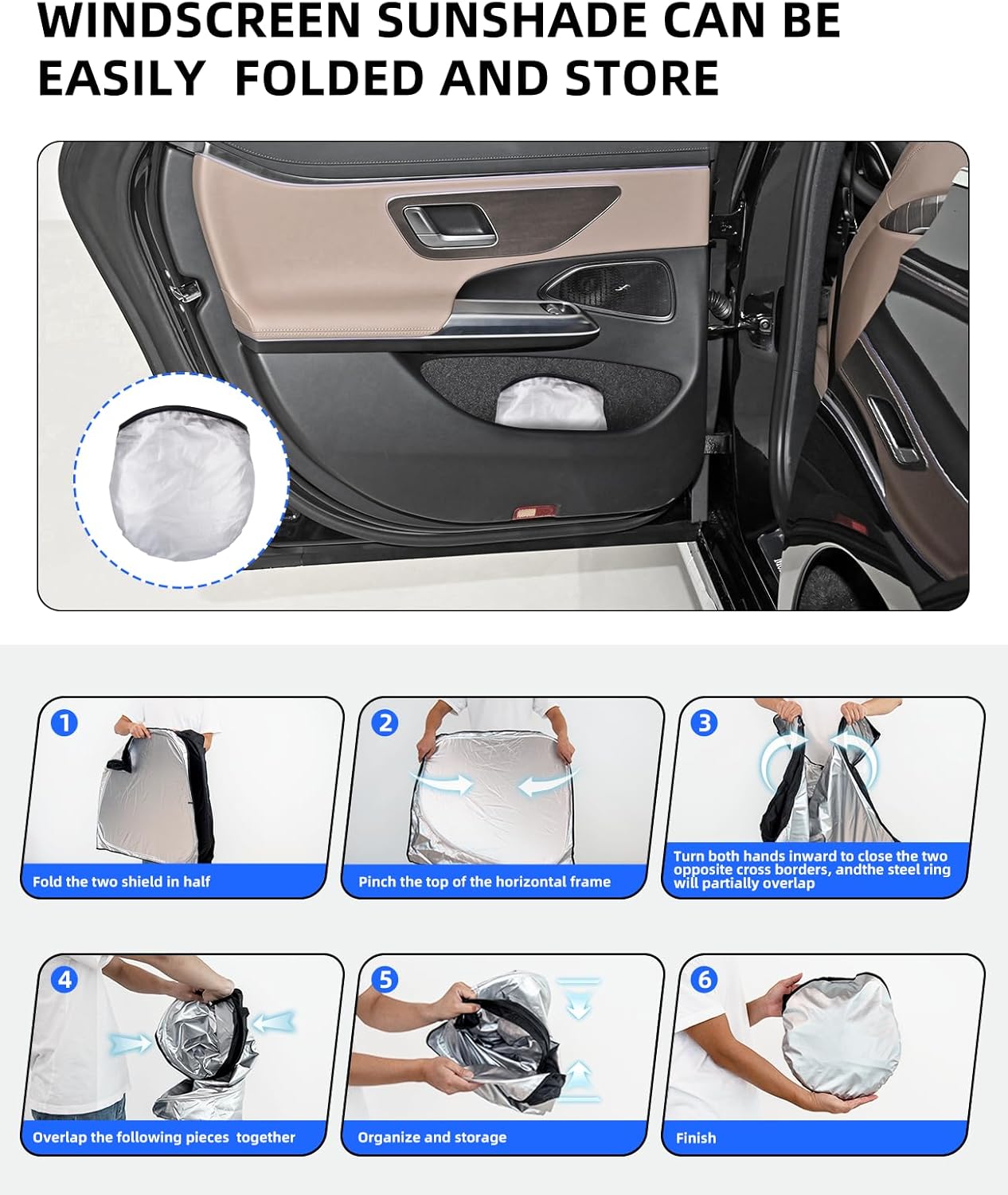 Sun Shade Windshield Sunshade for 2019 2020 2021 2022 2023 2024 Mercedes Benz SLC E-Class E200 E260 E300 E350 Coupe Sun Visor,Front Window Shield Cover Protector 240T Reflective Car Accessories