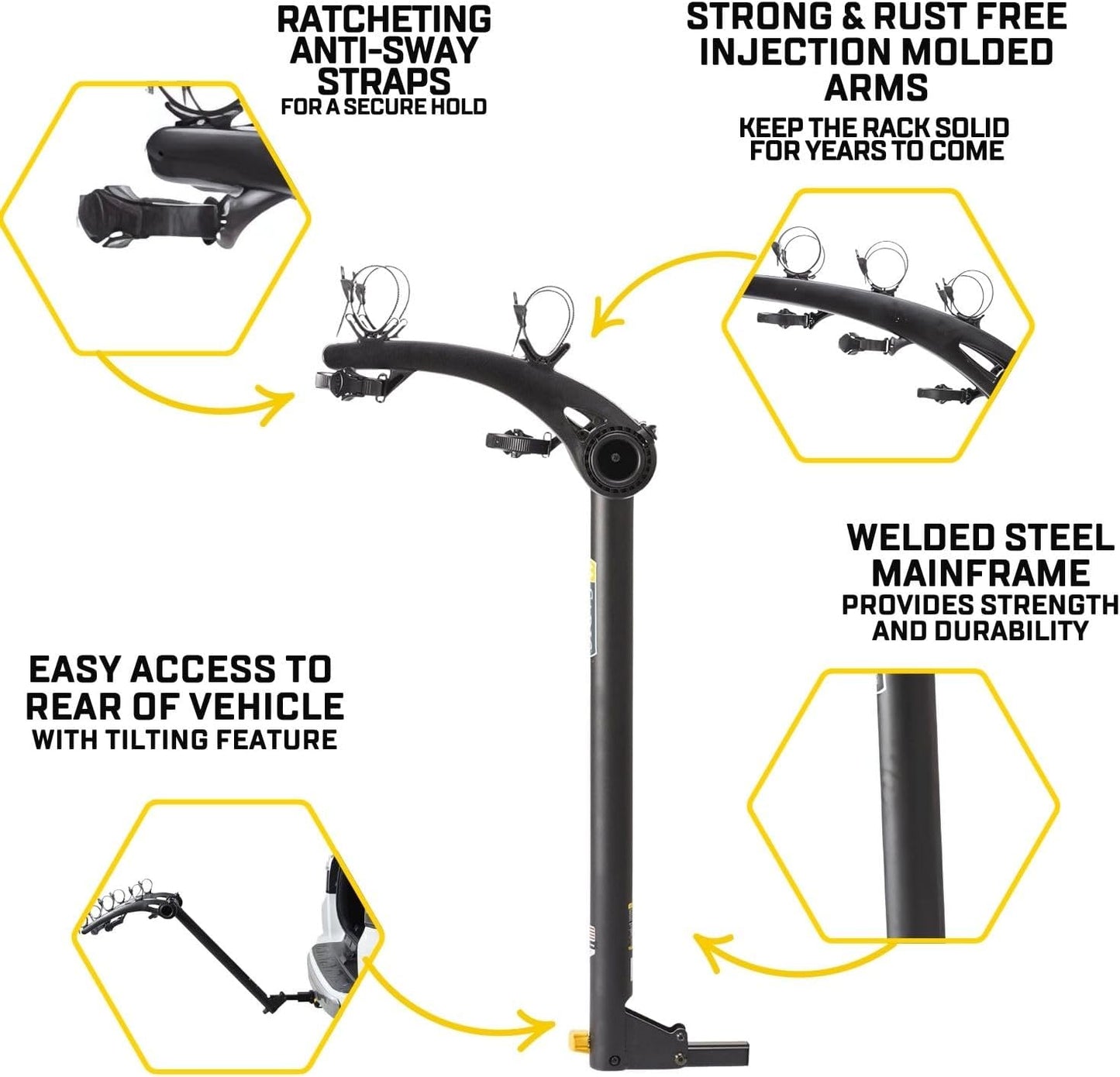 Saris Bones 2-Bike Hitch Rack Bicycle Carrier, with Easy Fold Design and Tilting Base