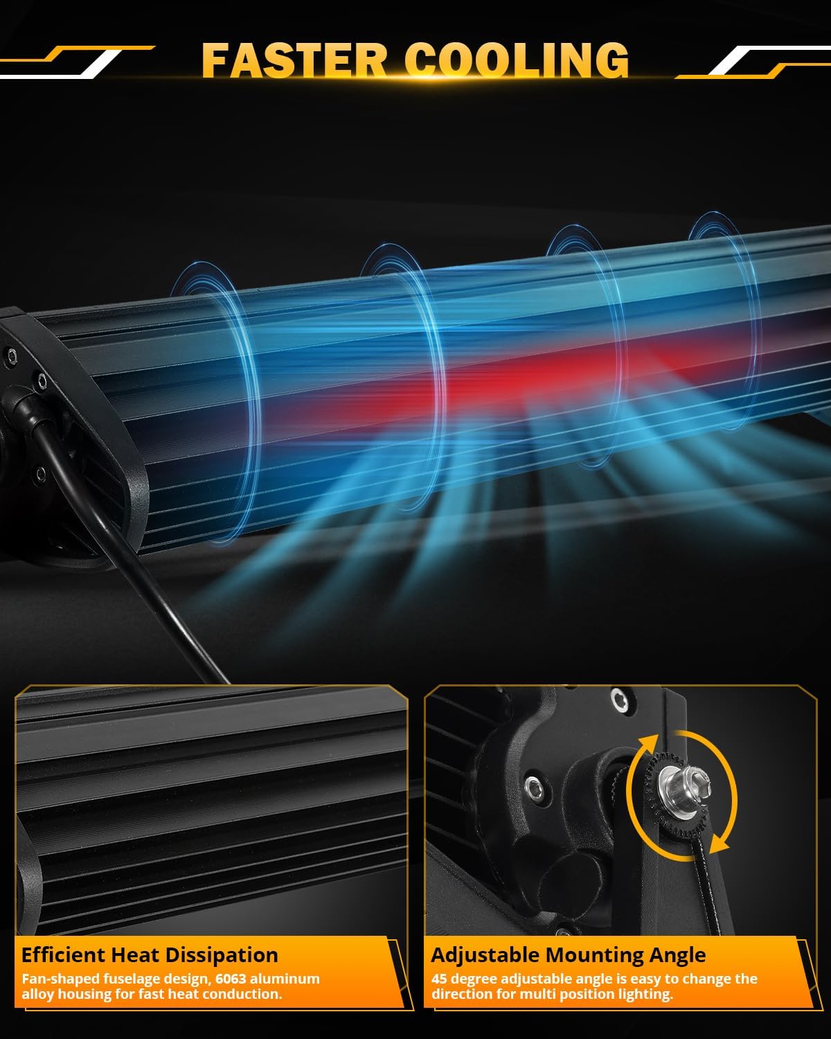 Auxbeam 22 Inch LED Light Bar, 120W 6 Modes Amber White Strobe Fog Lights, Yellow Spot Flood Memory Reset Function Offroad Driving Work Ditch Light for Truck Car ATV