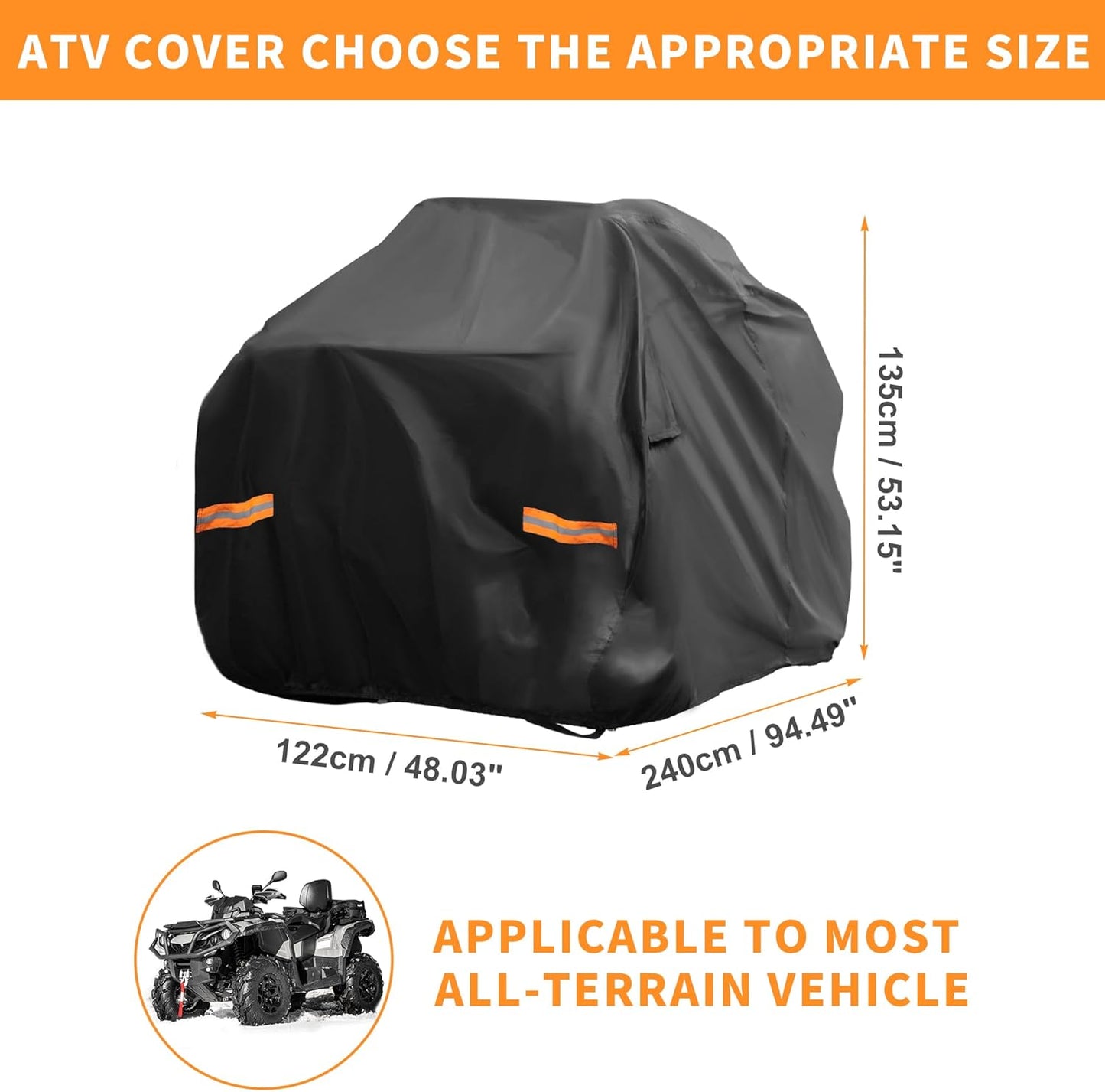 X AUTOHAUX ATV Cover for Can-am Outlander MAX XT DPS/XT-P Waterproof 4 Wheelers Quad Cover Outdoor Sun Rain Storage Protection 210D-PU Black 240x122x135cm