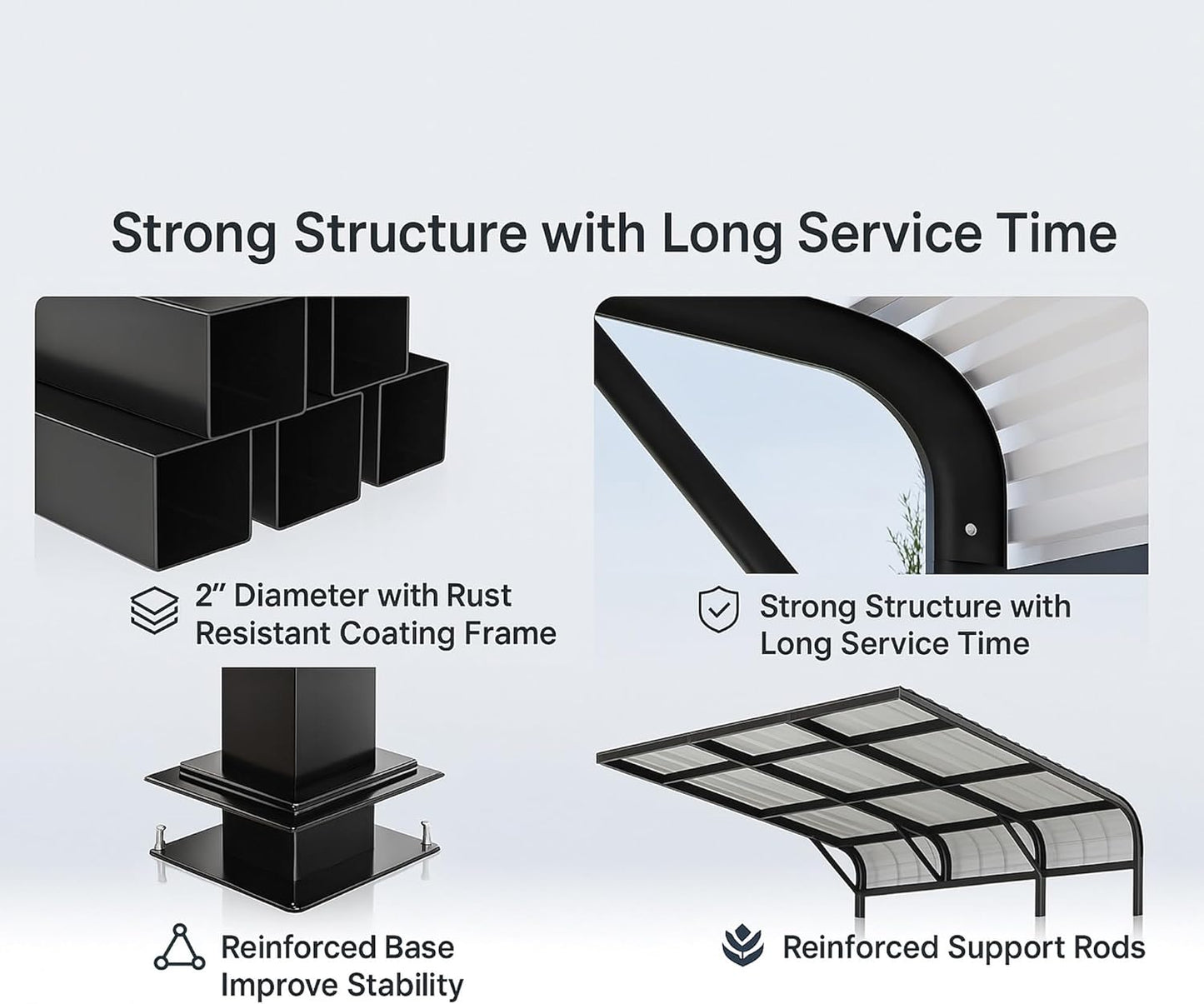 20x20 FT Metal Carport, Enhanced Base and Steel Roof for All-Weather Use, Outdoor Heavy Duty Garage Galvanized Car Shelter for Bass Boats, Full-Sized Pickup Trucks, and Tractors