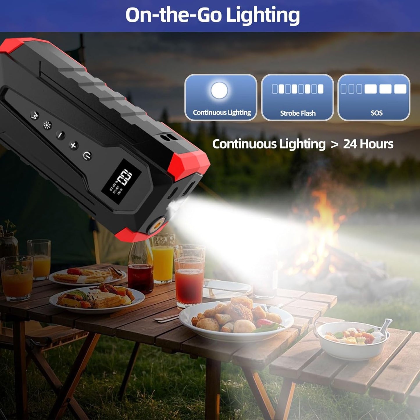 10800mAh Car Jump Starter with Air Compressor and USB/Type-C Charger, UL-Certified Portable Power Station for Cars