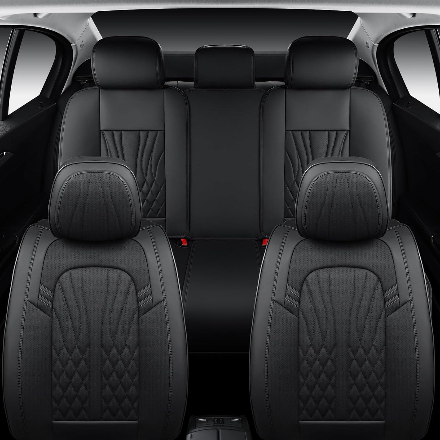 Leather Seat Covers,Car Seat Protector Waterproof,Seat Covers Full Set, Car Seat Protectors 5 Seats,Automotive Seat Covers Fit for Most Cars Black