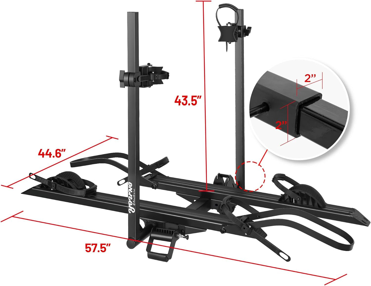 Young E-Bike Rack Hitch Mount Platform Style for Cars Trucks SUVs Minivans RV, fits E-Bike with Up to 5-inch Fat Tire, 200 lbs Capacity