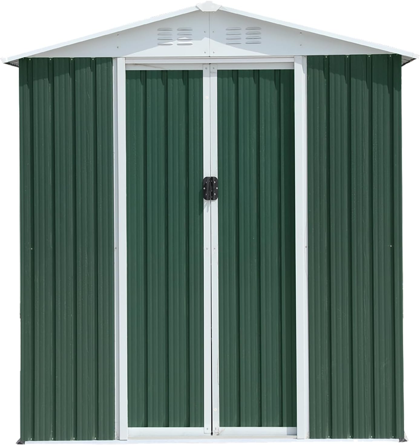 6x4 FT Outdoor Storage Shed, Metal Garden Shed with Lockable Sliding Doors, Outside Tool Shed with Sloped Roof & 4 Air Vents, Waterproof Storage Building for Backyard, Patio, Lawn, Green
