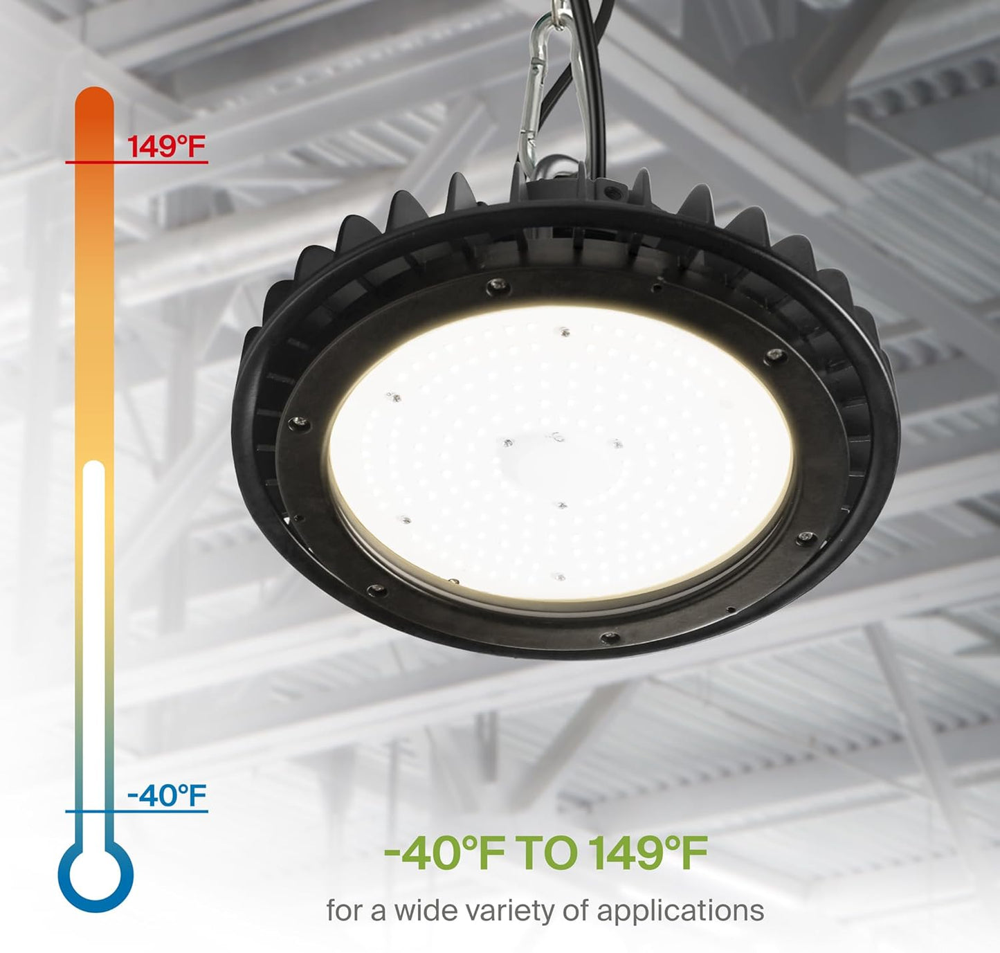 ASD LED High Bay UFO Light Fixture, Commercial Shop Lighting | Dimmable, IP69K Waterproof, DLC Premium, UL Listed | 100W 14600LM 3500K 100-277V | Warehouse, Garage, Workshop, Barn Lamp | Black, 6 Pack