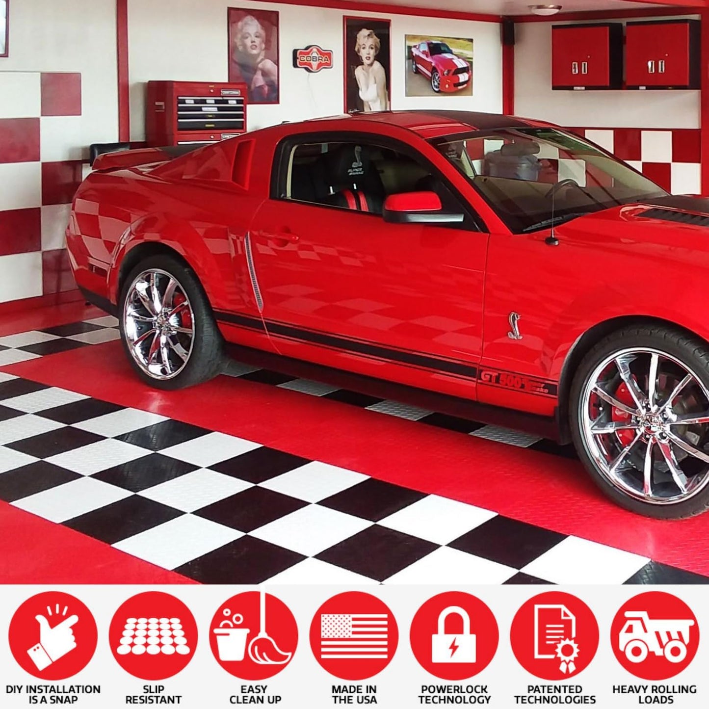 Big Floors RaceDeck Diamond Plate Design, Durable Interlocking Modular Garage Flooring Tile (Beige, 24 Pack of 12 x 12" Tiles)