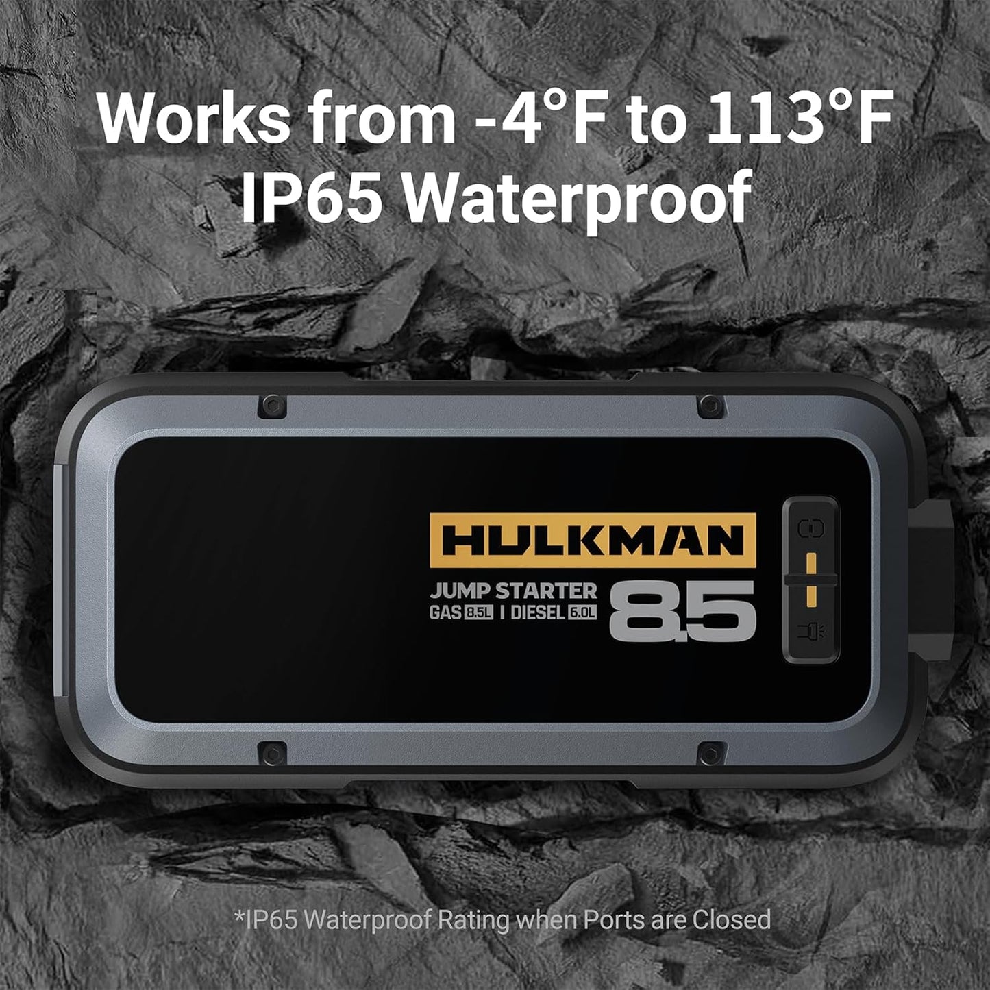 Hulkman Alpha85,Space Gray,2000A 74Wh Smart Jump Starter,12V Portable Car Battery Booster with 3.3" Display,USB-C Power Pack,5-Mode Flashlight,Jumper Cables for up to 8.5L Gas/6.0L Diesel