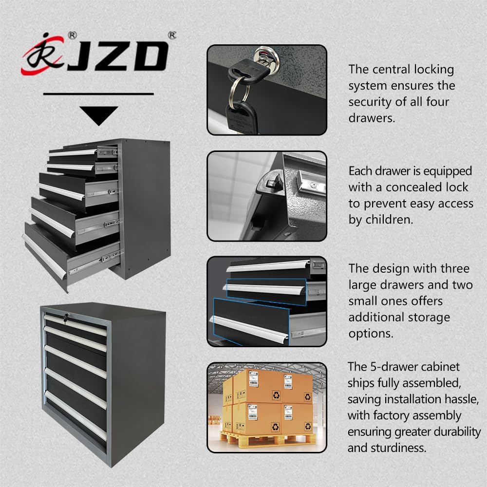 Steel Garage Storage Cabinet System, Tool Organization, for Workshop Auto Repair Shop, No Wall Mounting Needed