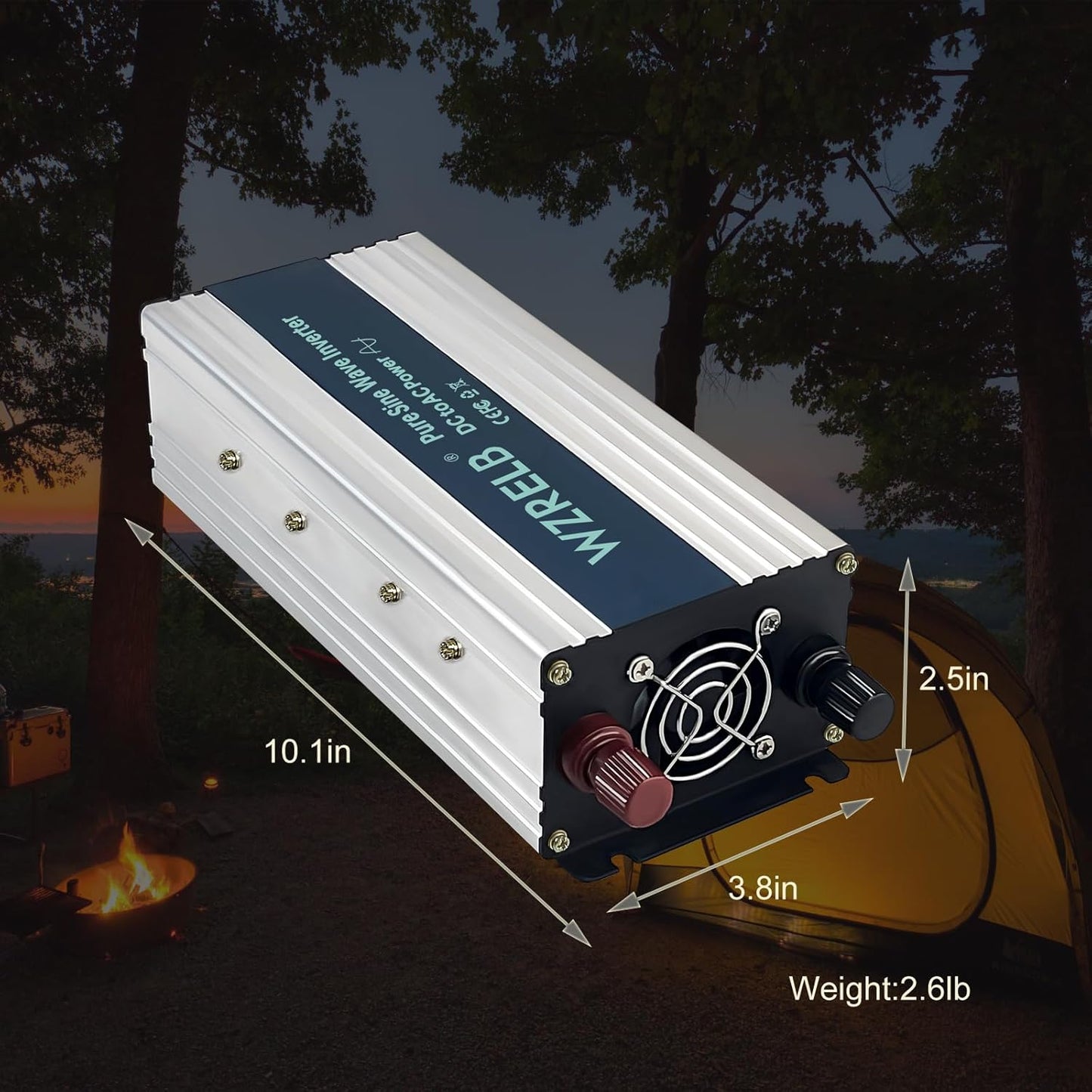 WZRELB 1000W Pure Sine Wave Inverter 12V DC to 110V 120V AC,Car Power Inverter with Dual AC Outlets, LED Display,Off-Grid Portable Power Converter for Home, RV, Truck, Camping