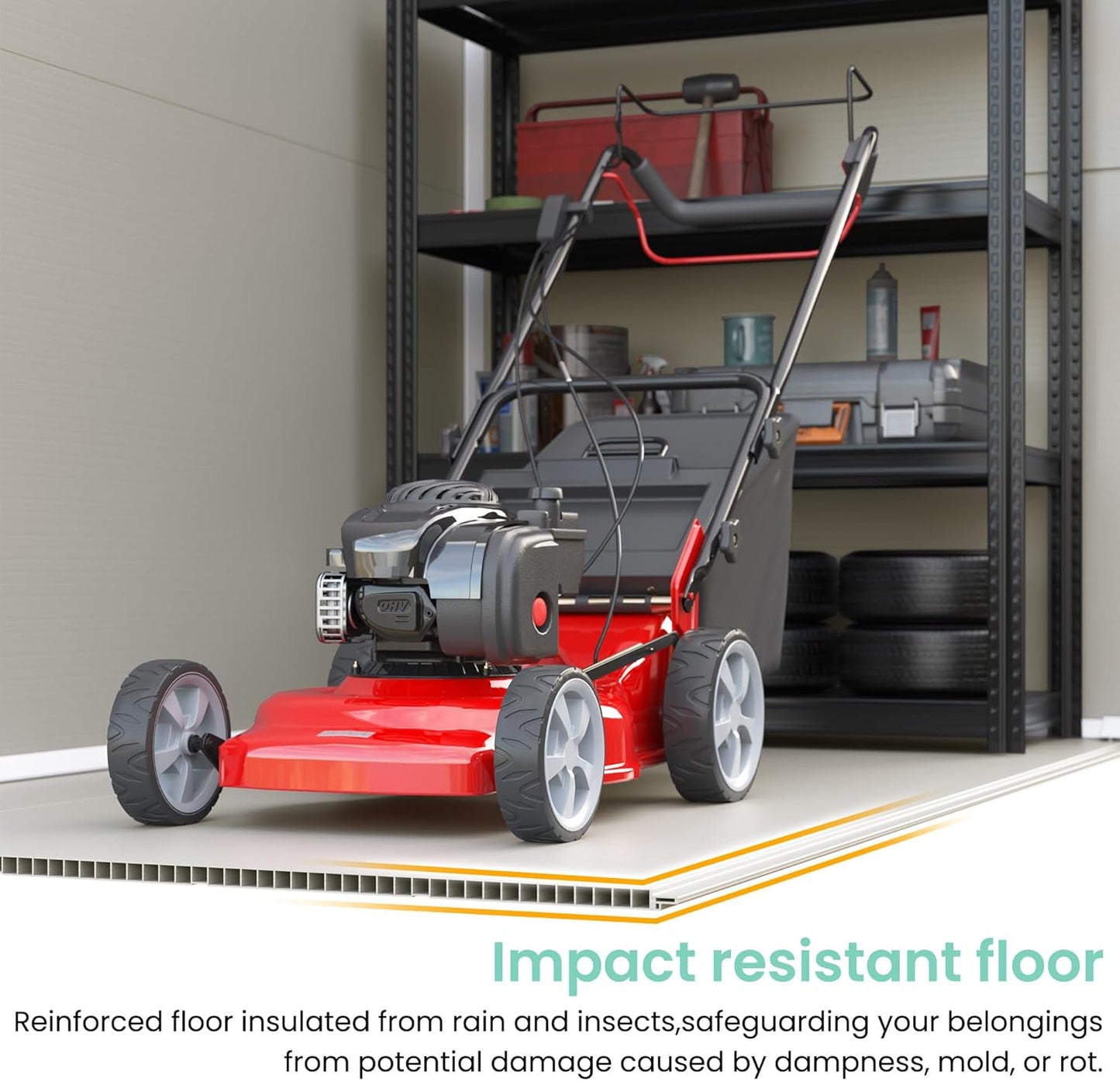 UDPATIO Outdoor Storage Shed 5x3 FT, Plastic Garden Shed for Bike, Garbage Can, Tool, Outside Sheds & Outdoor Resin Shed with Lockable Door for Backyard, Patio, Lawn, Sandstone