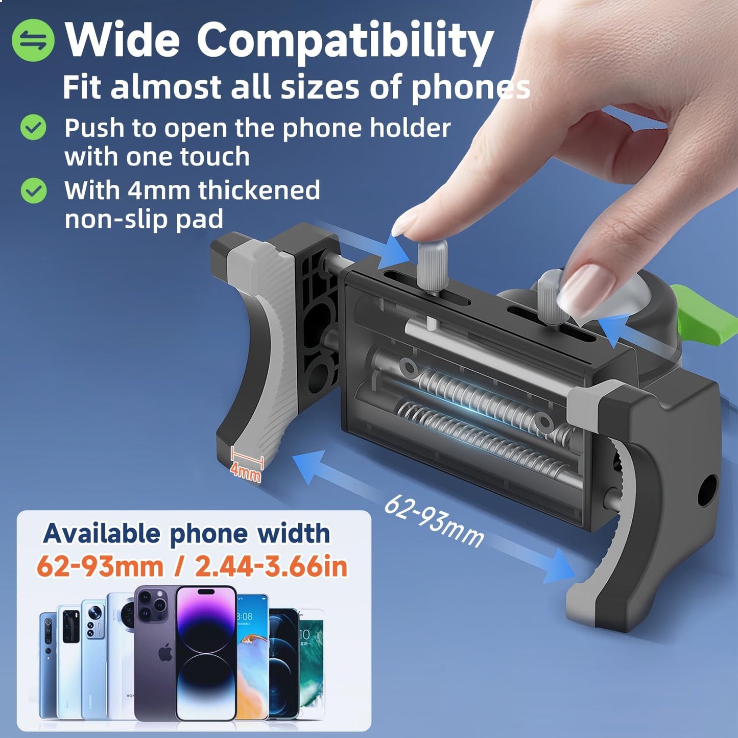 HEMMOTOP Suction Cup Car Phone Mount, 12 in Heavy Duty Metal Cell Phone Holder for Windshield, 360° Rotation Vacuum Magic Arm for iPhone All Smartphone & Cars Truck