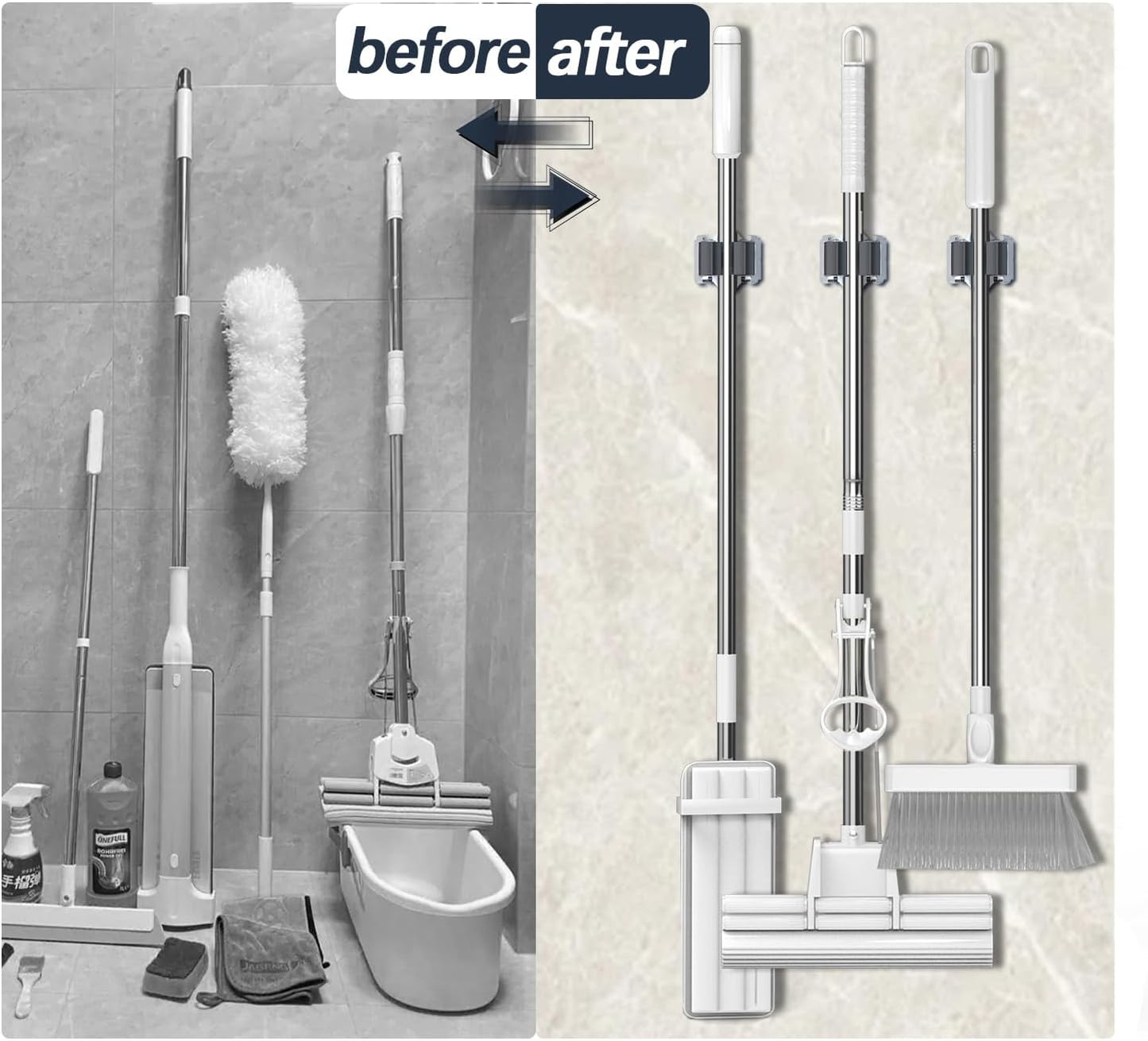 3-H Mop and Broom Holder Big Size Hanging 1 KG Extra,15 Pack Broom Hanger Wall Mount for Hanging and Organizing Shove Rake Yard Tools in Shed Kitchen Laundry Room Bathroom Garden(black)