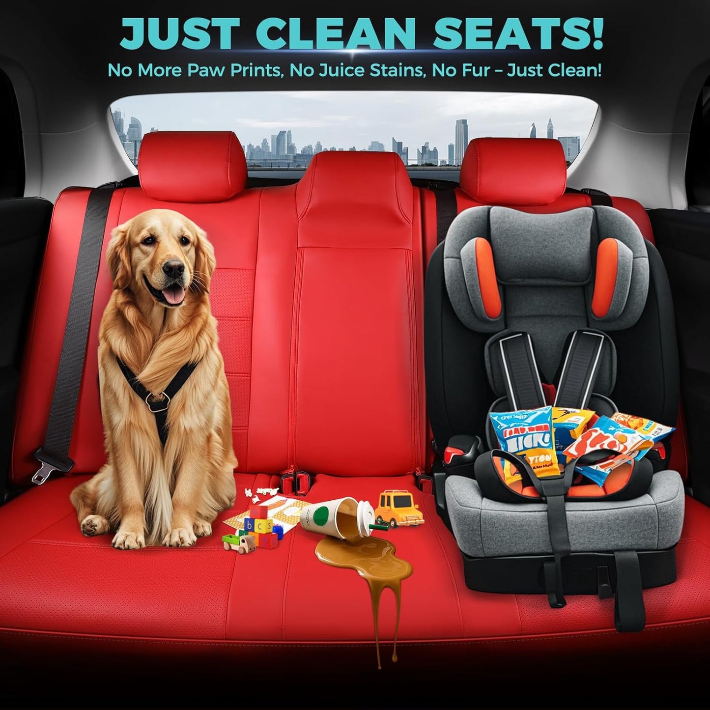 for Toyota Camry Seat Covers SE XSE SE Sport 2012 2013 2014 2015 2016 2017 - Custom Fit Car Seat Covers Full Set, Waterproof Breathable Leather Seat Covers for Cars, Red Not for Hybrid