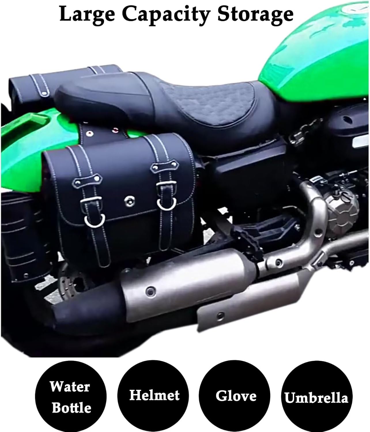 Motorcycle Saddlebags, Scooter Powersports Faux Leather Saddle Bags Motorcycles, Softail Universal Throw Over Sportster Saddlebags 10.24x4.72x8.66 inches