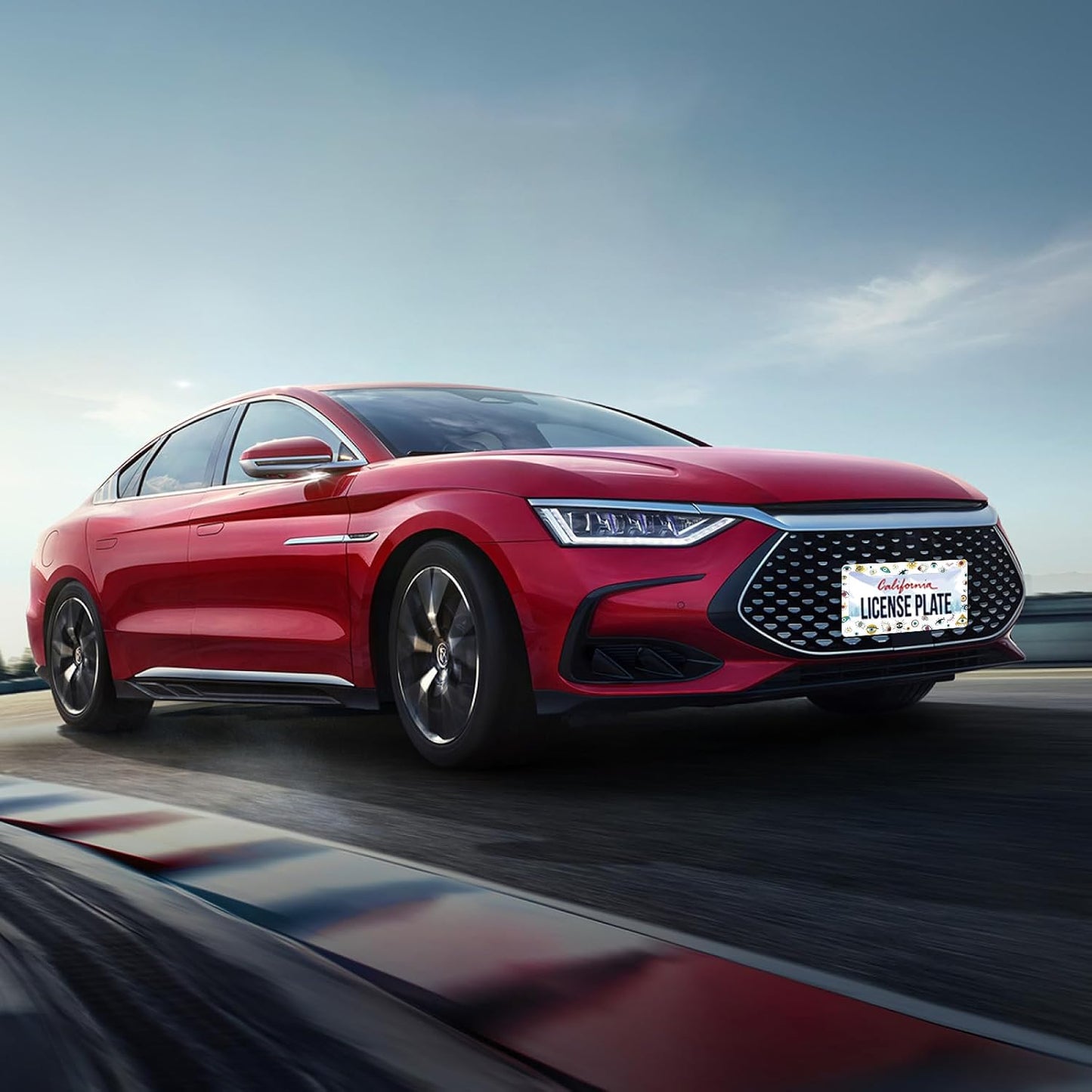 Evil Eye License Plate Frame Colorful License Plate Frames Stainless Steel Accessories Cars Decor with 2 Holes and Screws Fits Standard US CA Vehicles Size 12.2 x 6 Inches