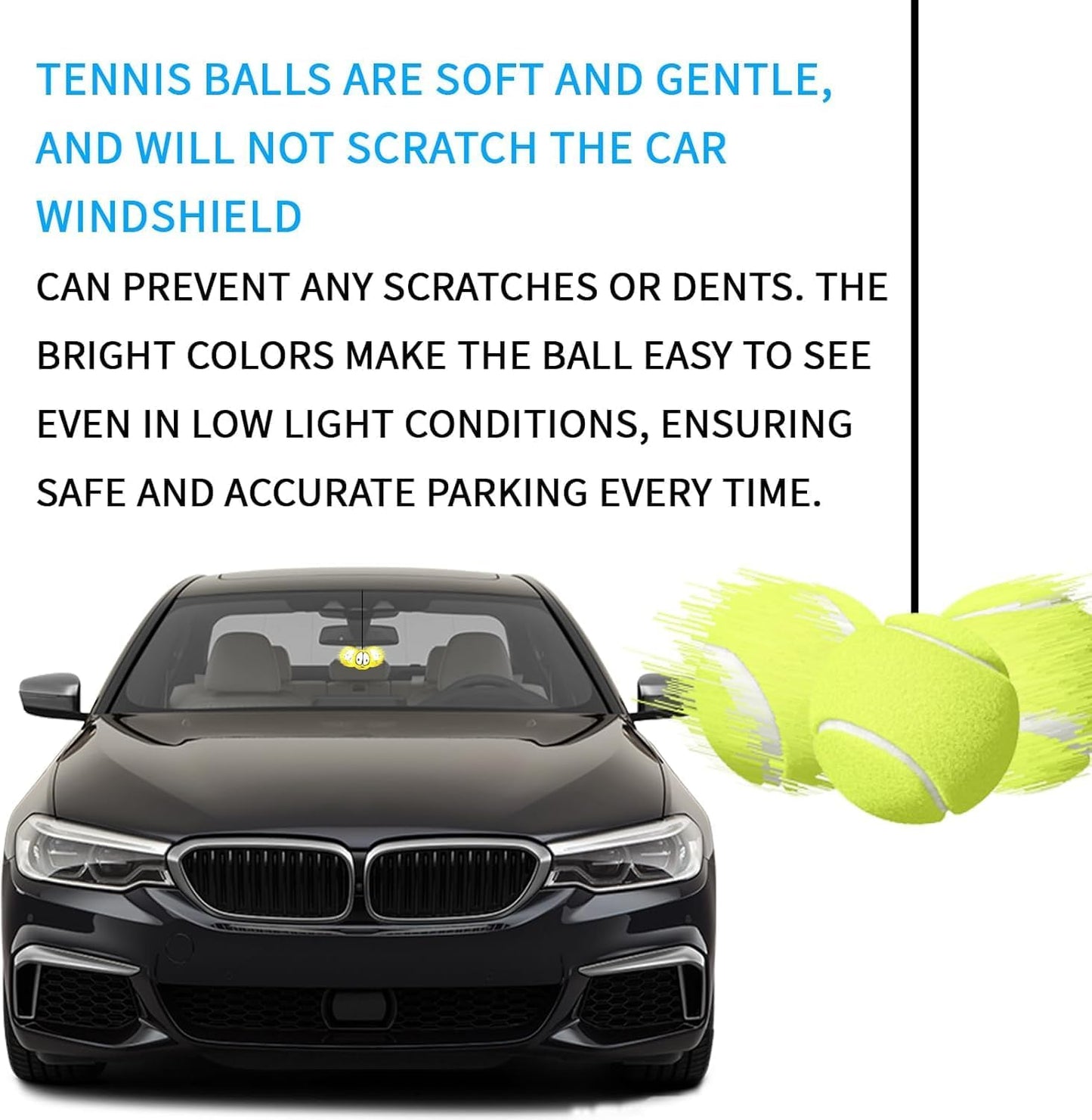 2PC Garage Parking Assistance Tennis Balls, Garage Car Stop Indicator, Garage Tennis Ball Parking Aid, Suitable for Parking aids for Home Garage. (Tennis)