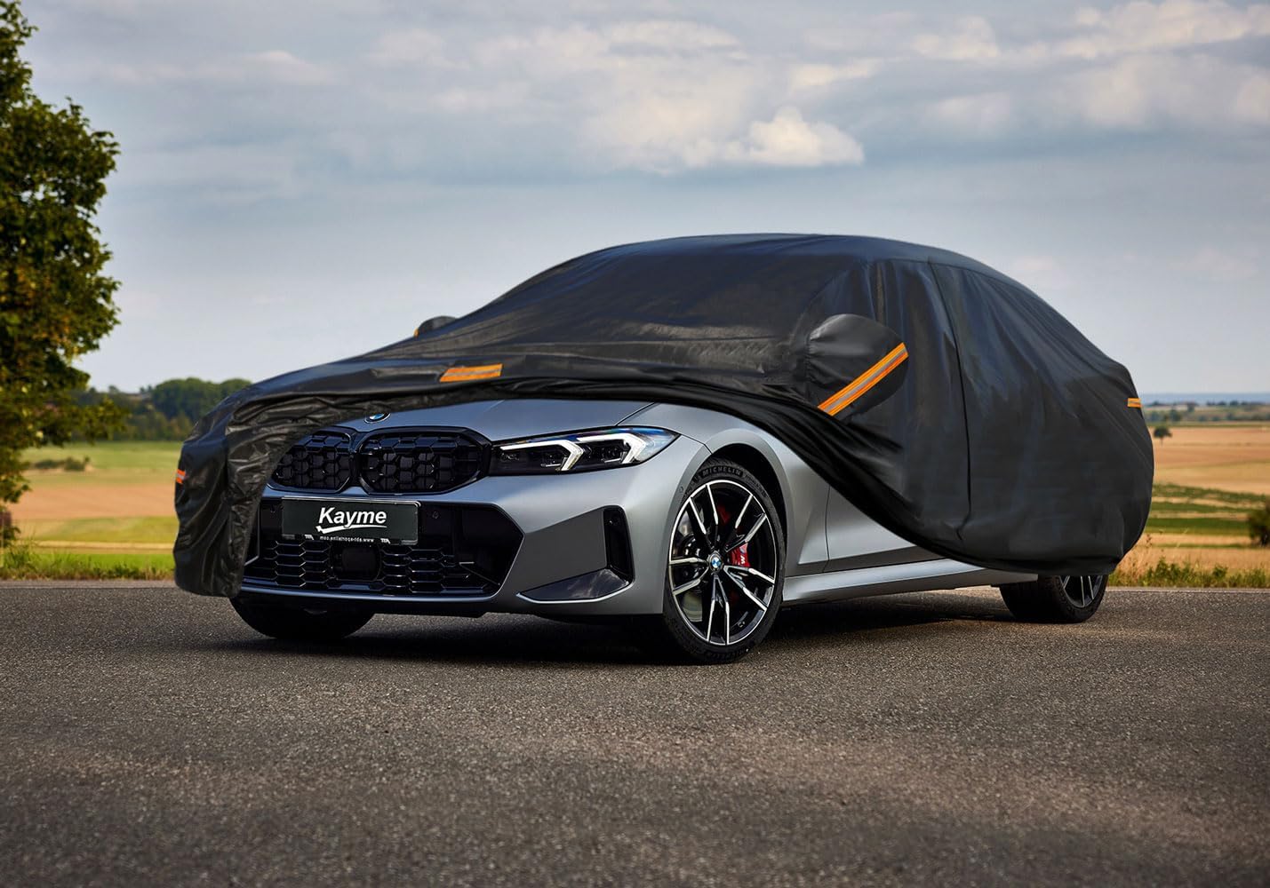 Kayme 7 Layers Car Cover Custom Fit for BMW 3 Series 320i 325i 328i 330i 335i (2013-2025) Waterproof All Weather for Automobiles, Outdoor Full Cover Rain Sun UV Protection.Black