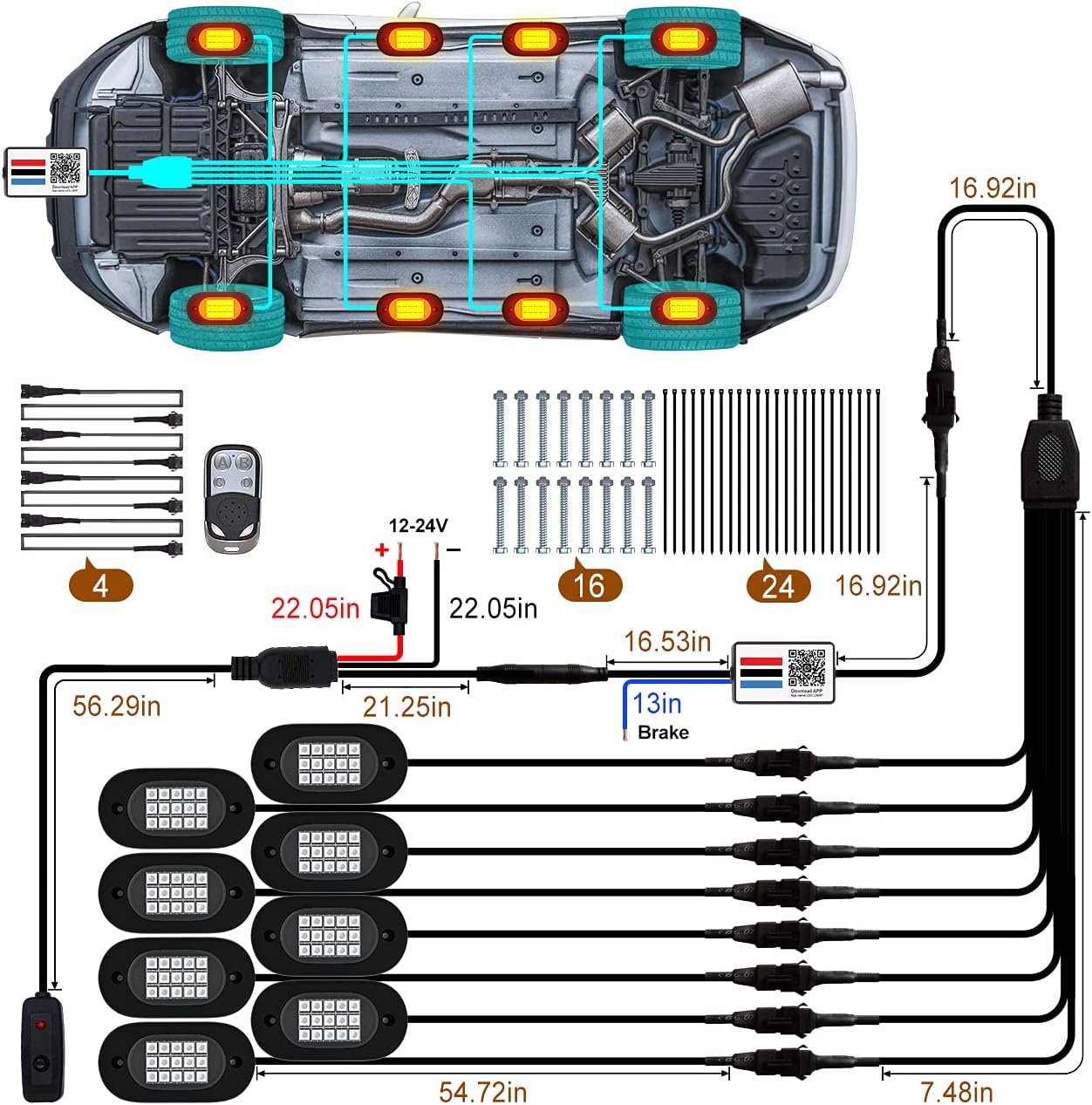 YiLaie Rock Lights for Trucks, 8 Pods RGB LED Rock Lights with APP/Remote Control & Music Mode, High Bright Multilcolor Waterproof IP68 Rock Neon Light Kits for Pickup Off Road RZR SUV ATV UTV Car