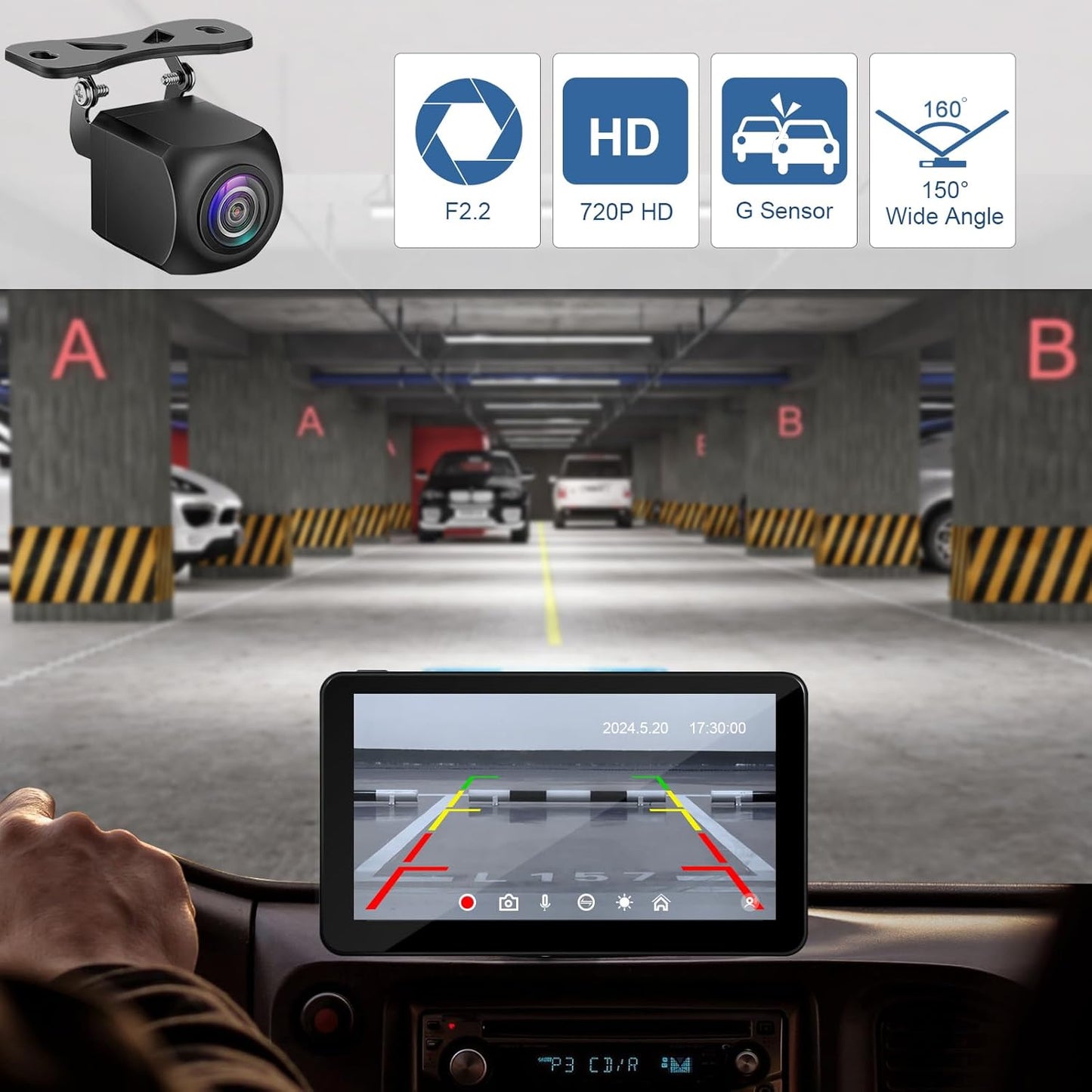 Compatible Wireless Apple CarPlay Android Auto Car Screen, 720P Back Camera 7″ Touch Screen Car Music Video Player Portable GPS Naivgation Bluetooth Mirror Link, Siri, AirPlay, Voice Assistant