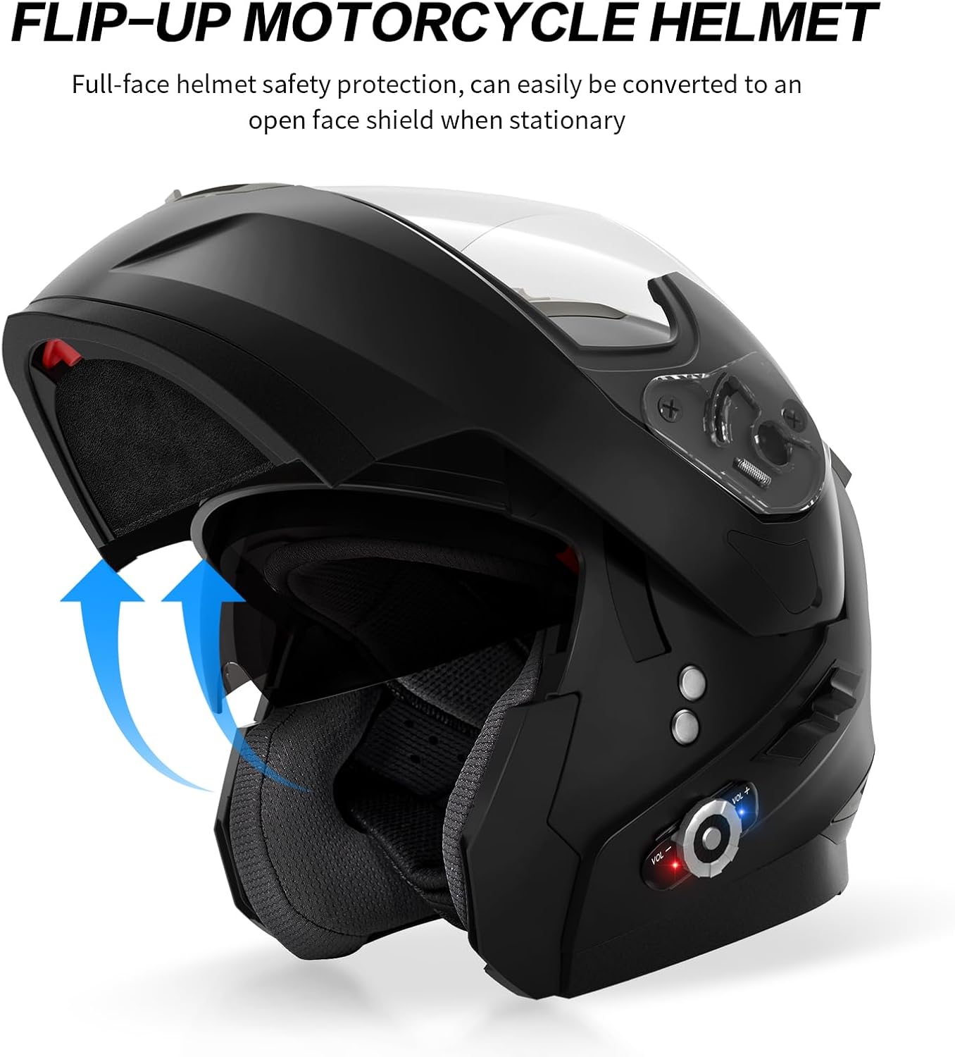 Motorcycle Helmet Bluetooth 5.0 Integrated New EPS FreedConn BM2-S Modular Flip Up Dual Visor Motorbike Helmet DOT FMVSS-218 Approved MP3 FM for Adults Men Women