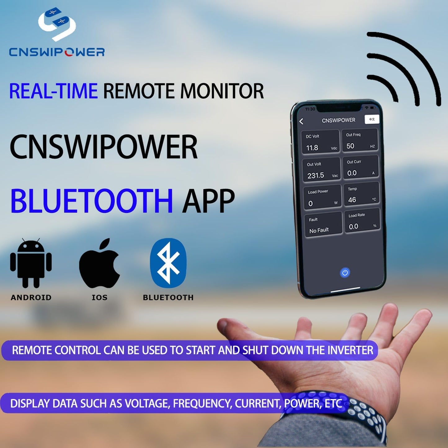 Xijia LCD-Display 3000W (Peak Power 6000W) dc 48v to 110V 120V ac 60HZ Pure sine Wave Solar Inverter for Home RV &Camping (DC48V (Range 40V-60V) 3000W)