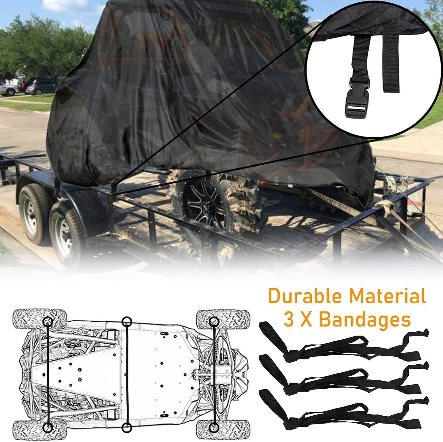 NEVERLAND UTV Cover Heavy Duty Ranger Cover Waterproof 2-3 Seater/4-6 Seater Side by Side Covers 4 Door All Weather Storage with Reflective Strip Compatible with Polaris RZR General Can-Am Yamaha SxS