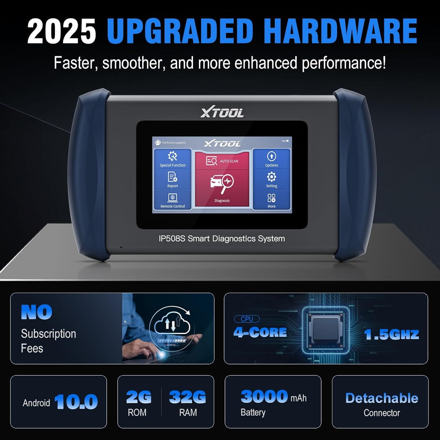 OBD2 Scanner Diagnostic Tool XTOOL IP508S: Code Reader for Cars & Trucks with 15 Resets, Crank Sensor Relearn, ABS Bleed, CAN FD for GM, Engine, ABS, SRS, Transmission Car Diagnostic Tool, Android 10