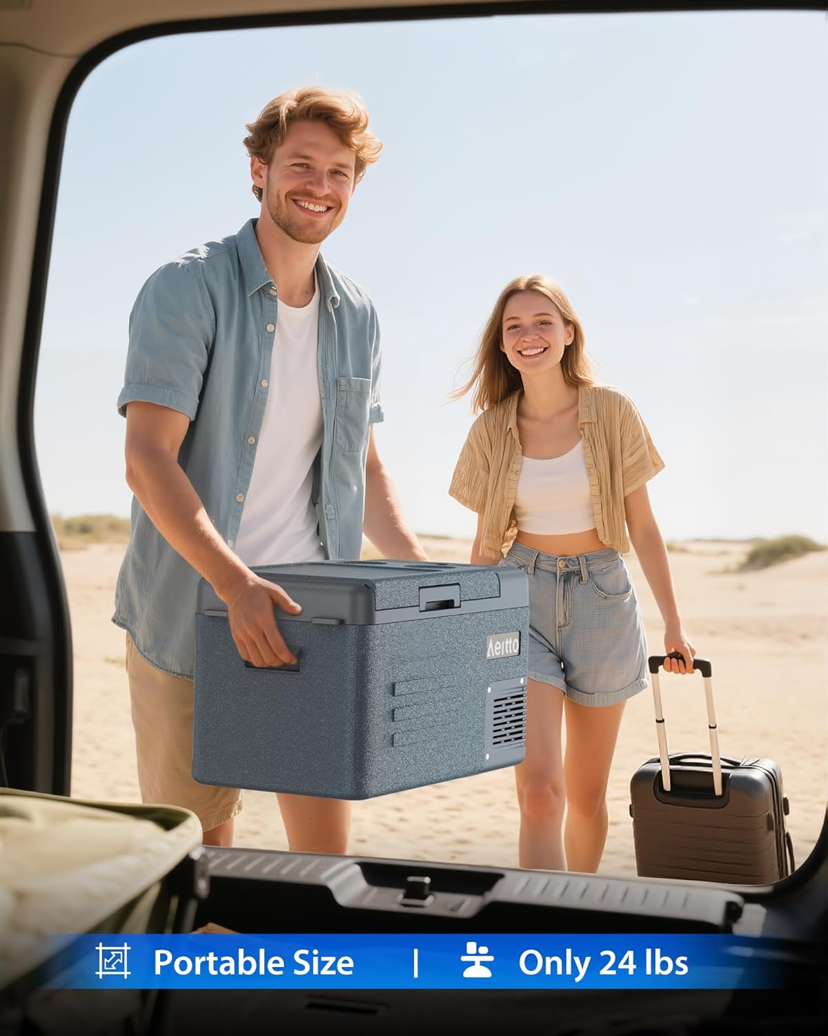 Aeitto 12 Volt Car Refrigerator 25Quart Car Fridge Freezer Electric Cooler Portable Cooler 12V Fridge RV Refrigerator -4℉-68℉ Temp Control 12/24V DC & 100-240V AC for Travel, Camping, RV, Road