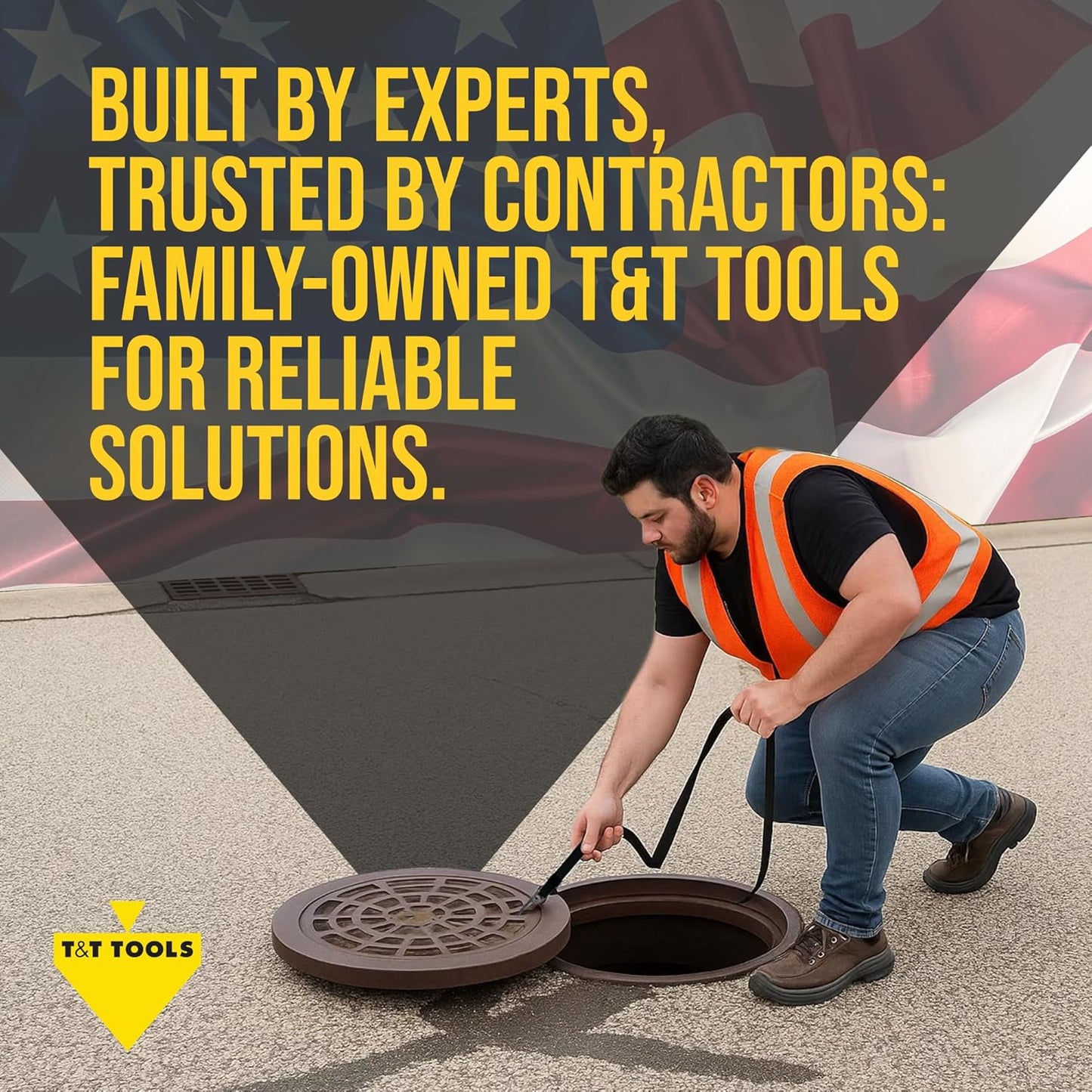 T&T Tools Lid Sling Hook - Lift Manhole Covers & Storm Drain Cover, Versatile Lifting Hooks, Rigid Steel Tool Hook for Moving (Short & Long)