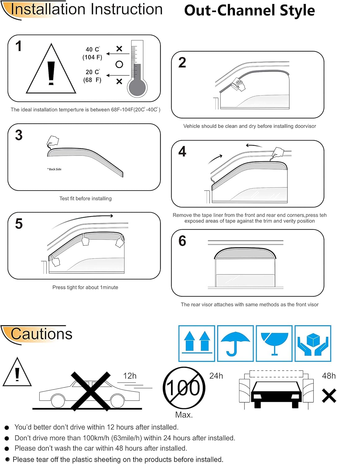 94960 Side Window Visor Wind Vent Deflector fit for 2008-2012 Honda Accord Sedan,4pcs Nice Looking Outside Mount Style Shade Sun Rain Guards Set