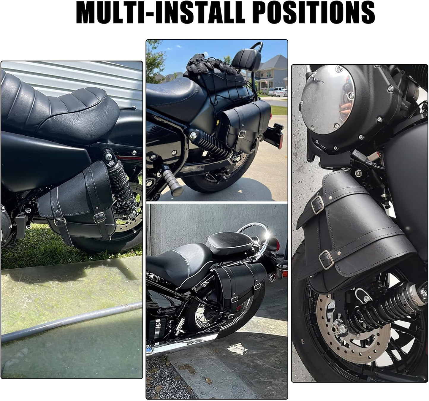 Gargoyle Bells Leather Solo Swing Arm Bag - Motorcycle Saddle Bags For Softails and Choppers - Right Side Bag (Black PVC)