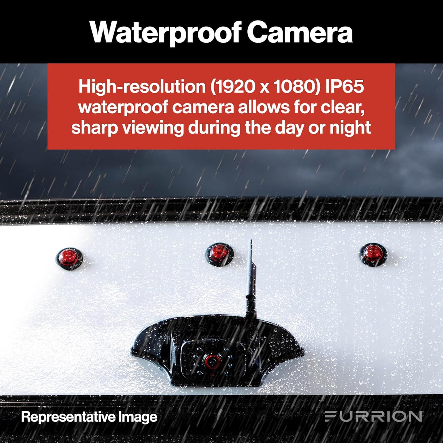Furrion Vision S+ RV Backup Camera/Observation System with 5" Monitor, Left/Right Side Cameras, Rear Sharkfin, Infrared Night Vision, Live Streaming, Wide Viewing Angle - FOS5HTAEN