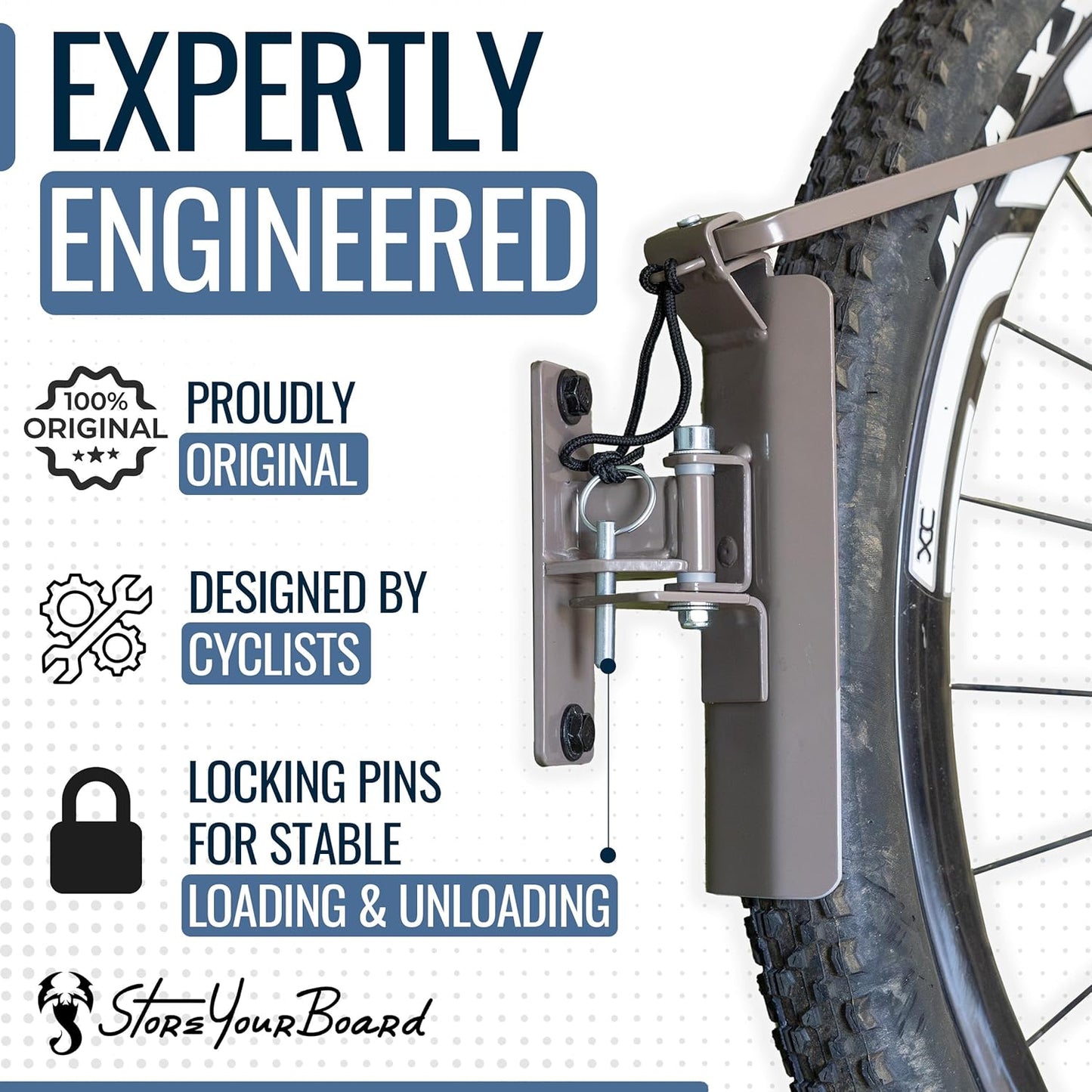 StoreYourBoard Bike Swivel Rack – Wall Mounted Garage Bike Storage, Vertical Hanger with 120° Swing Design & Stopper, Space-Saving Indoor Wall Mount – Fits Kids Bikes, BMX & More