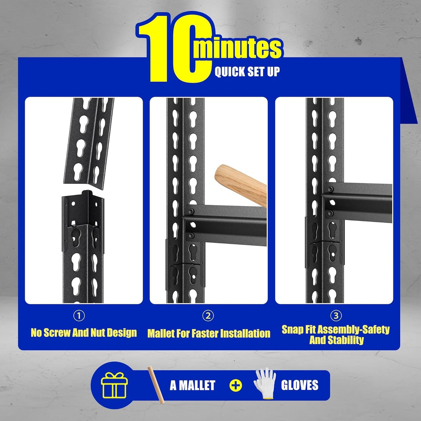 48" W Garage Shelving Heavy Duty, 3000LBS Loads Shelving Units and Storage Racks, 5-Tier Metal Garage Storage Shelves, Industrial Utility Shelf,48" Wx24 Dx78 H