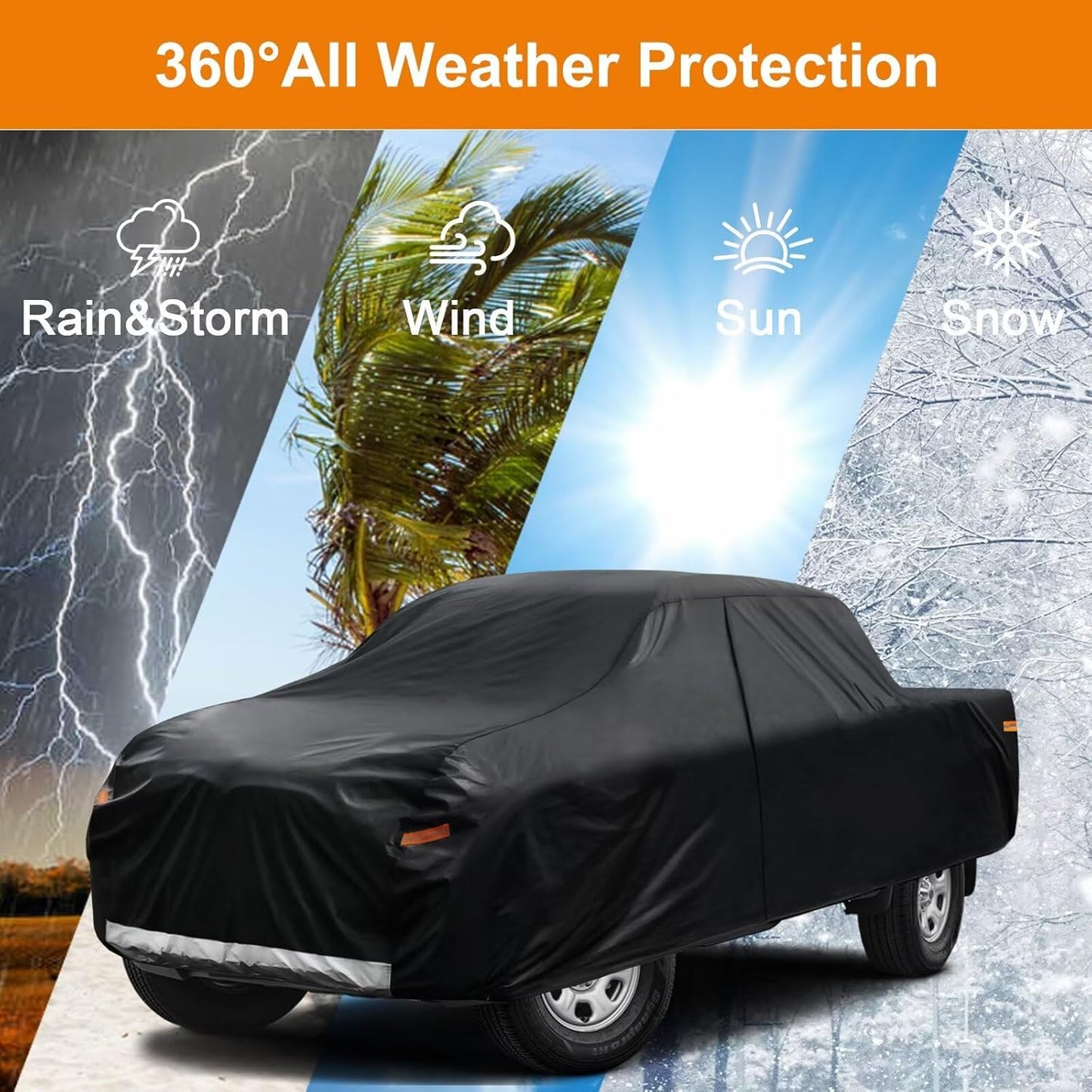 Kayme Truck Cover Custom Fit Chevrolet Silverado 3500HD(2001-2025) Extended/Crew Cab LB. Full Exterior Heavy Duty Outdoor Pickup Truck Car Cover Waterproof All Weather.Car Tarp Sun Dust Protection.
