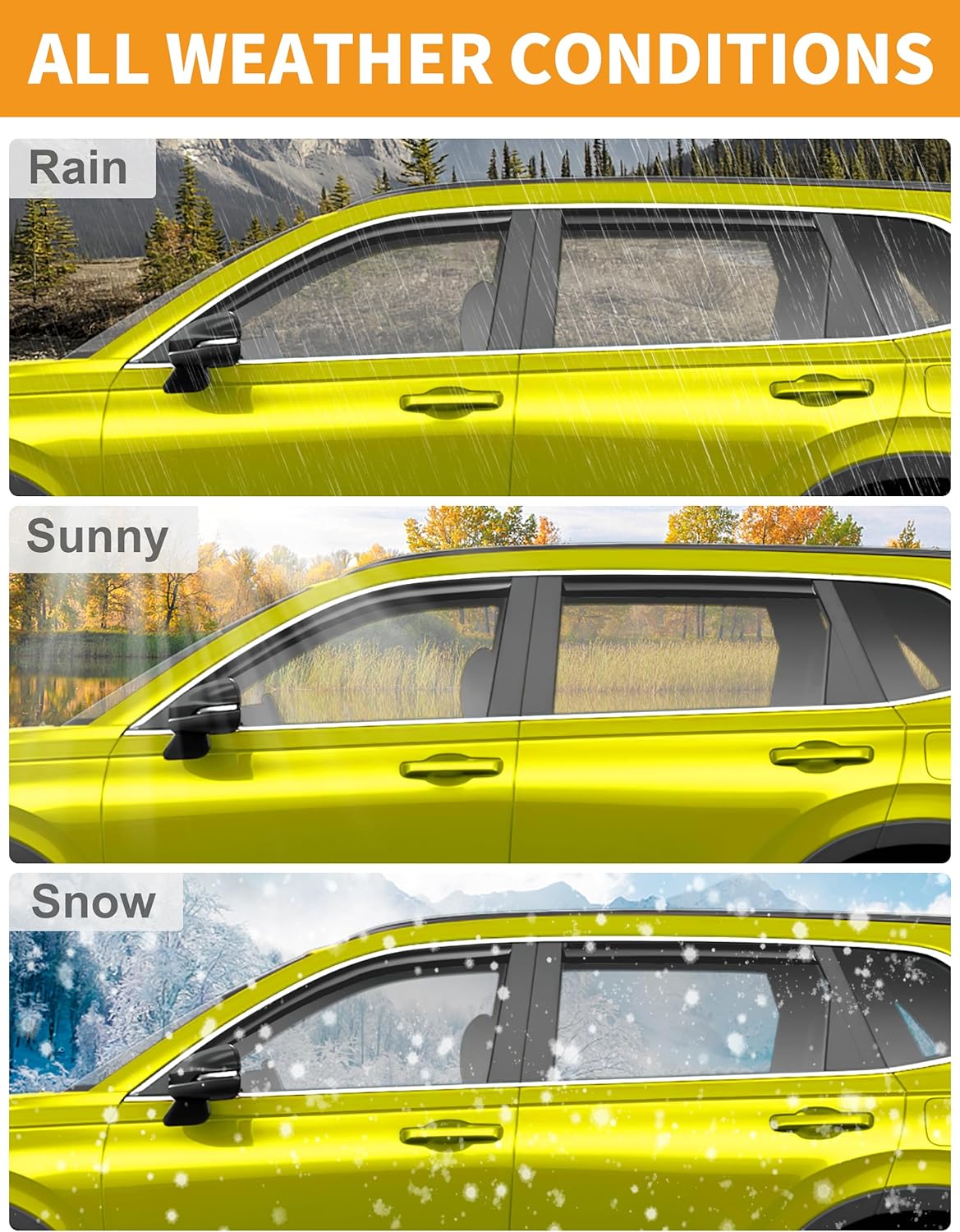 in-Channel Window Rain Guards Fit for Truck Chevy Silverado/GMC Sierra 1500 2019-2025 Crew Cab Extra Durable Window Deflectors Vent Visors Shades Exterior Car Accessories Visors Rain Guards