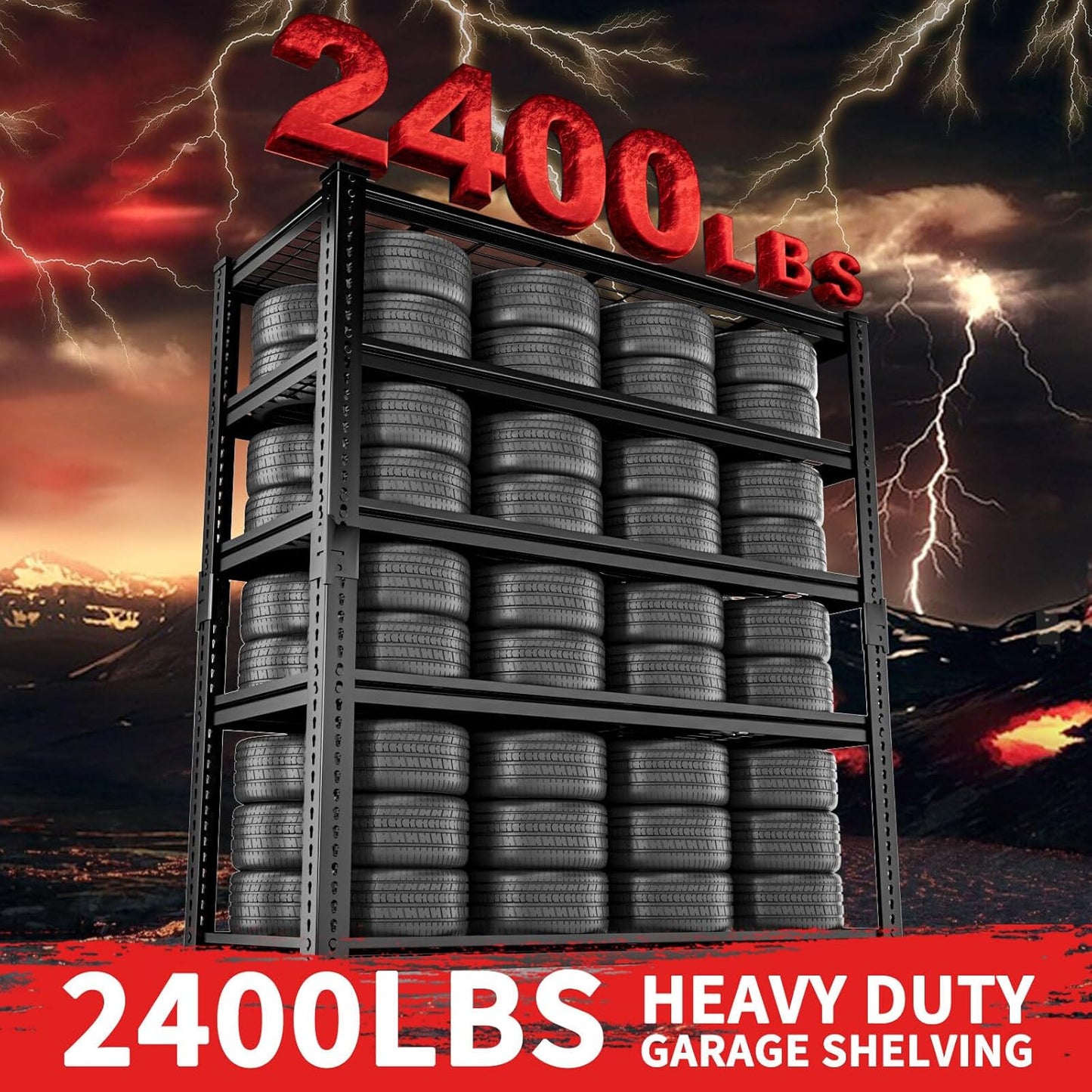 Storage Shelves 2PCS, Garage Shelving Heavy Duty 2400LBS Capacity, 36"L x 16"W x 72"H Adjustable Metal Shelving Organizer Wire Rack, 5 Tier Utility Shelf Unit for Pantry Closet Warehouse Organization