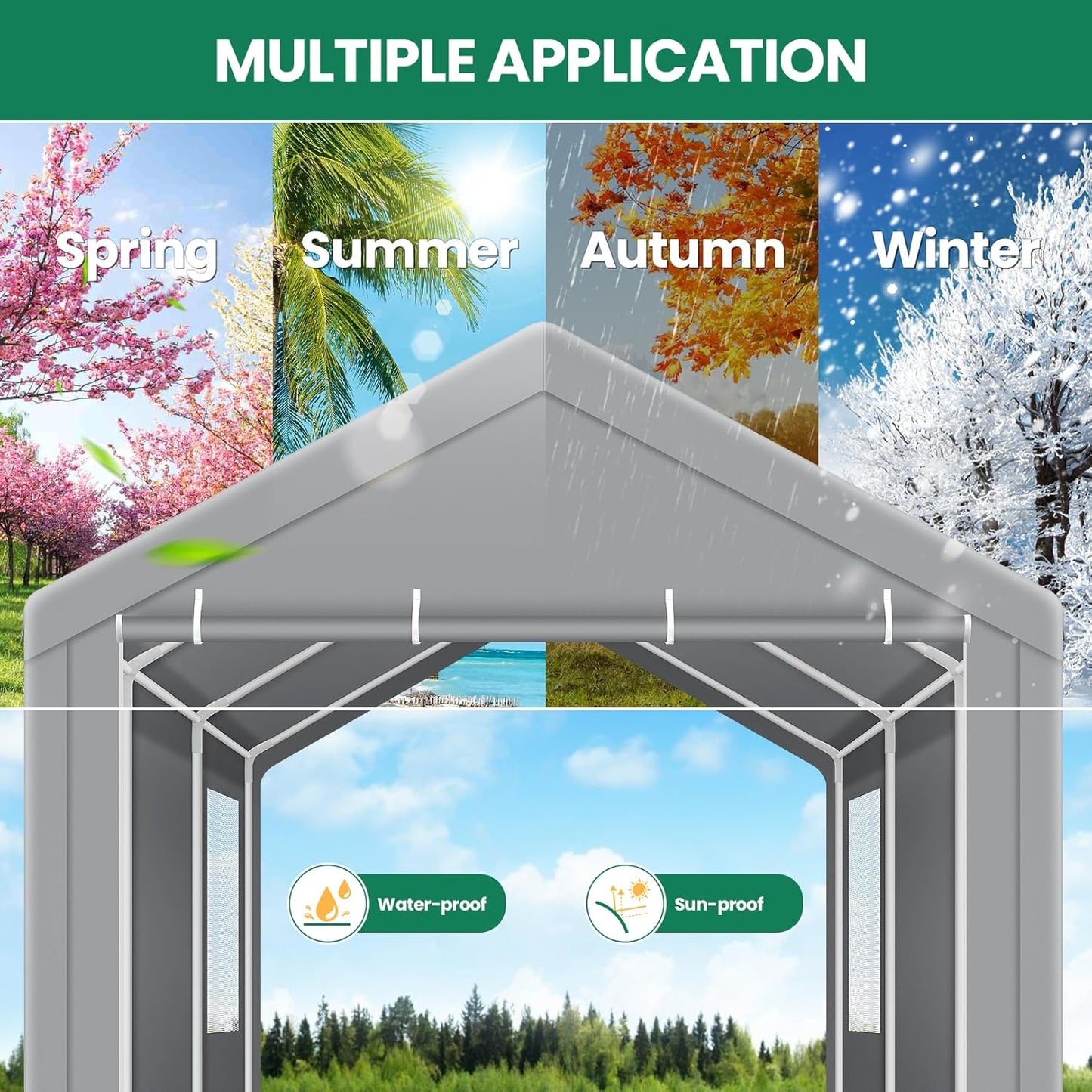 COBIZI Carport Canopy 12x20 Heavy Duty Portable Garage with Removable Sidewalls & Doors, Galvanized Frame Car Port Canopy Tent Waterproof with Built-in Sandbags for Car Boat Truck, Gray