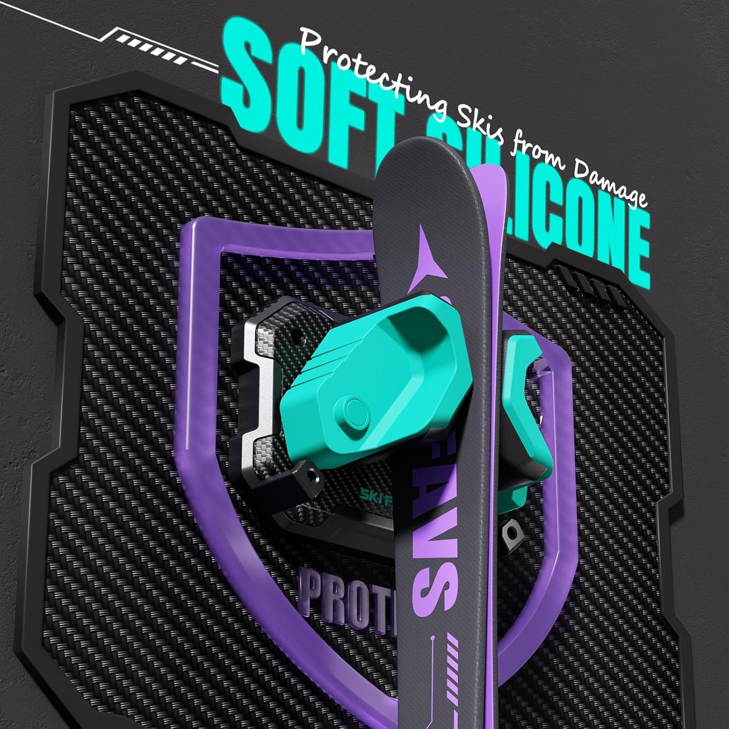 Ski & Snowboard Wall Rack for Garage Wall Fits Any Ski/board, Ski Wall Mount Holders Damage-Free Storage Rack, Garage Organization Space-Saving Winter Gear Organizer, Green, 1 Pack