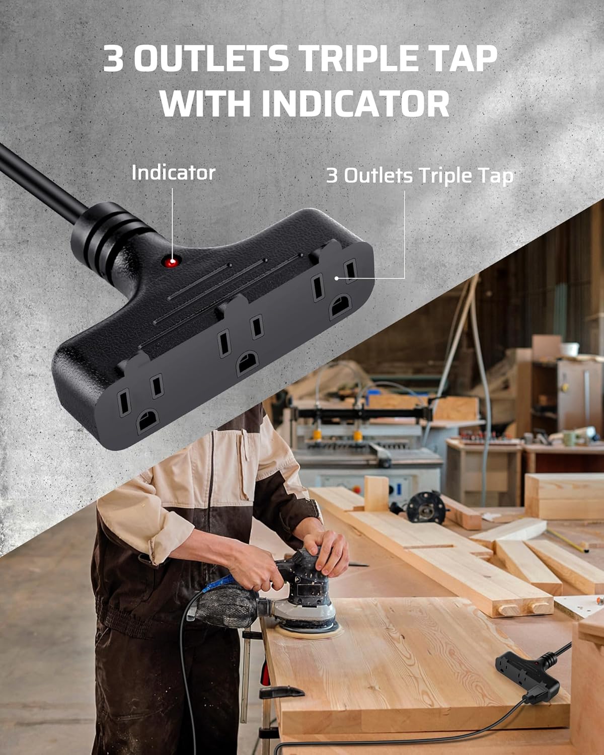 DEWENWILS 30 Ft Retractable Extension Cord Reel, Ceiling or Wall Mount 16/3 Gauge SJTW Power Cord with 3 Electrical Outlets Pigtail for Garage and Shop, 10 Amp Circuit Breaker, Metal Plate, UL Listed