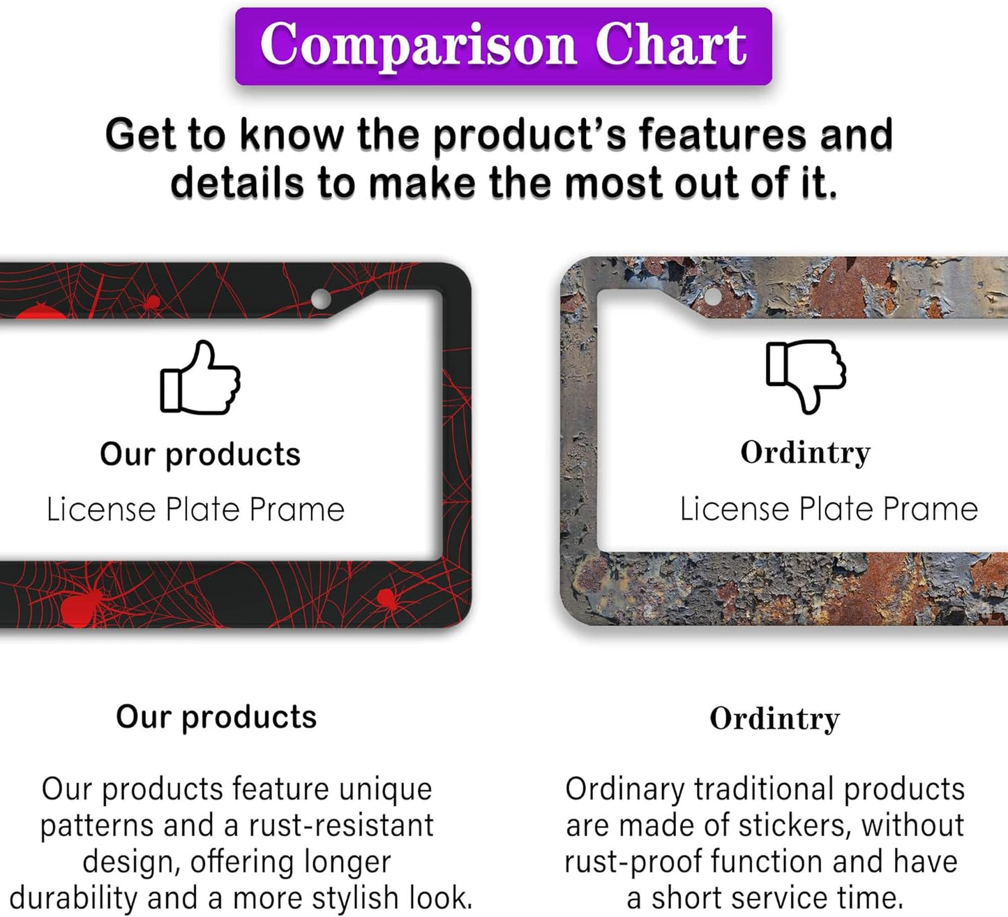 Custom License Plate Frame Red and Black License Plate Frames Red Spider Web Universal Aluminum Car Accessory 2 Pack with Screw Covers Set