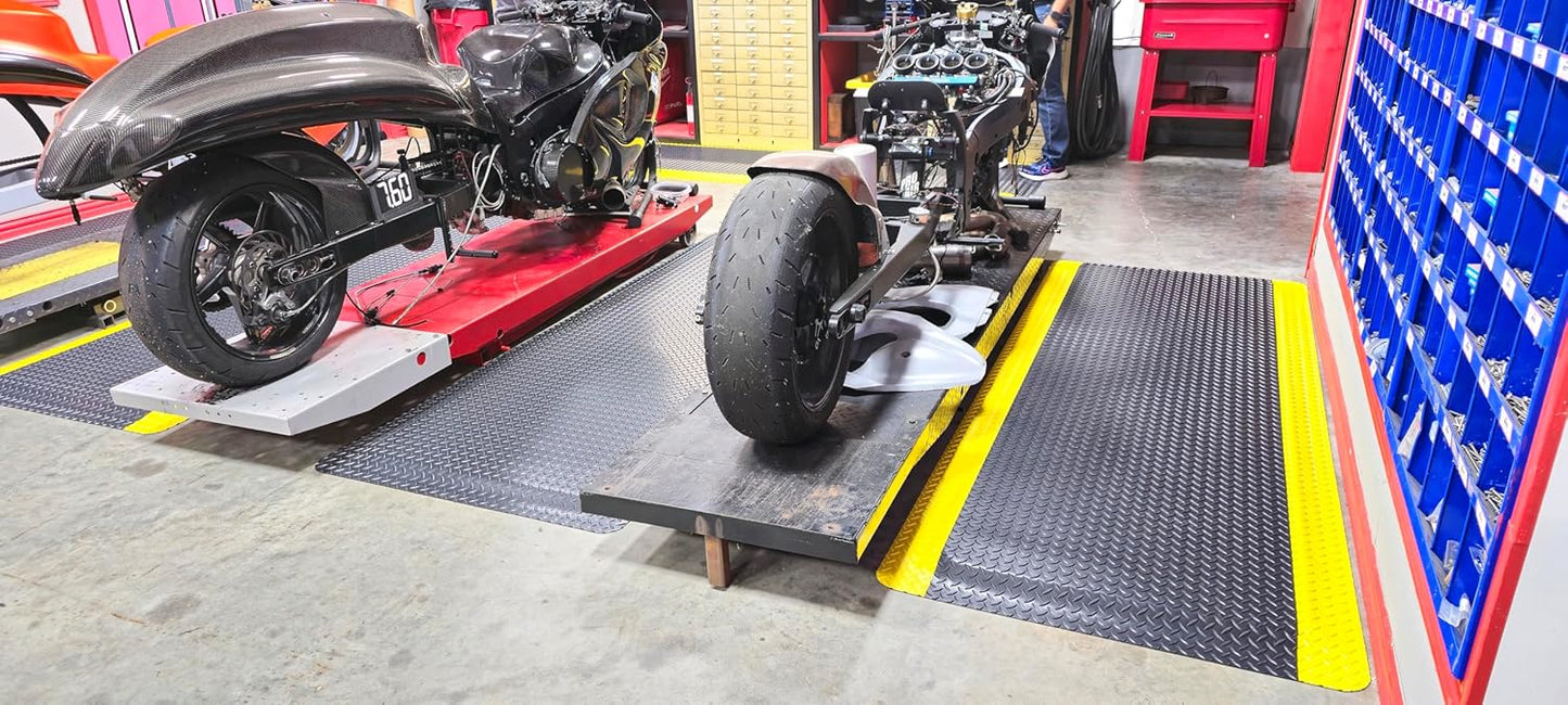 Rhino Mats, American Classic Diamond Anti-Fatigue Mats, Industrial Ergonomic Comfort Standing Mat for Work, Home, Garage, Office, Kitchen or Anywhere (Black/Yellow 9/16" Thick, 4 FT. x 5 FT.)